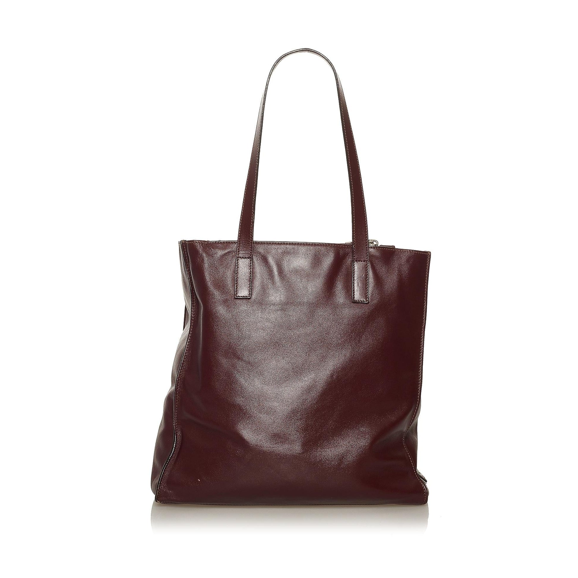 Prada Soft Calf Tote Bag Shg Leather Calf Leather