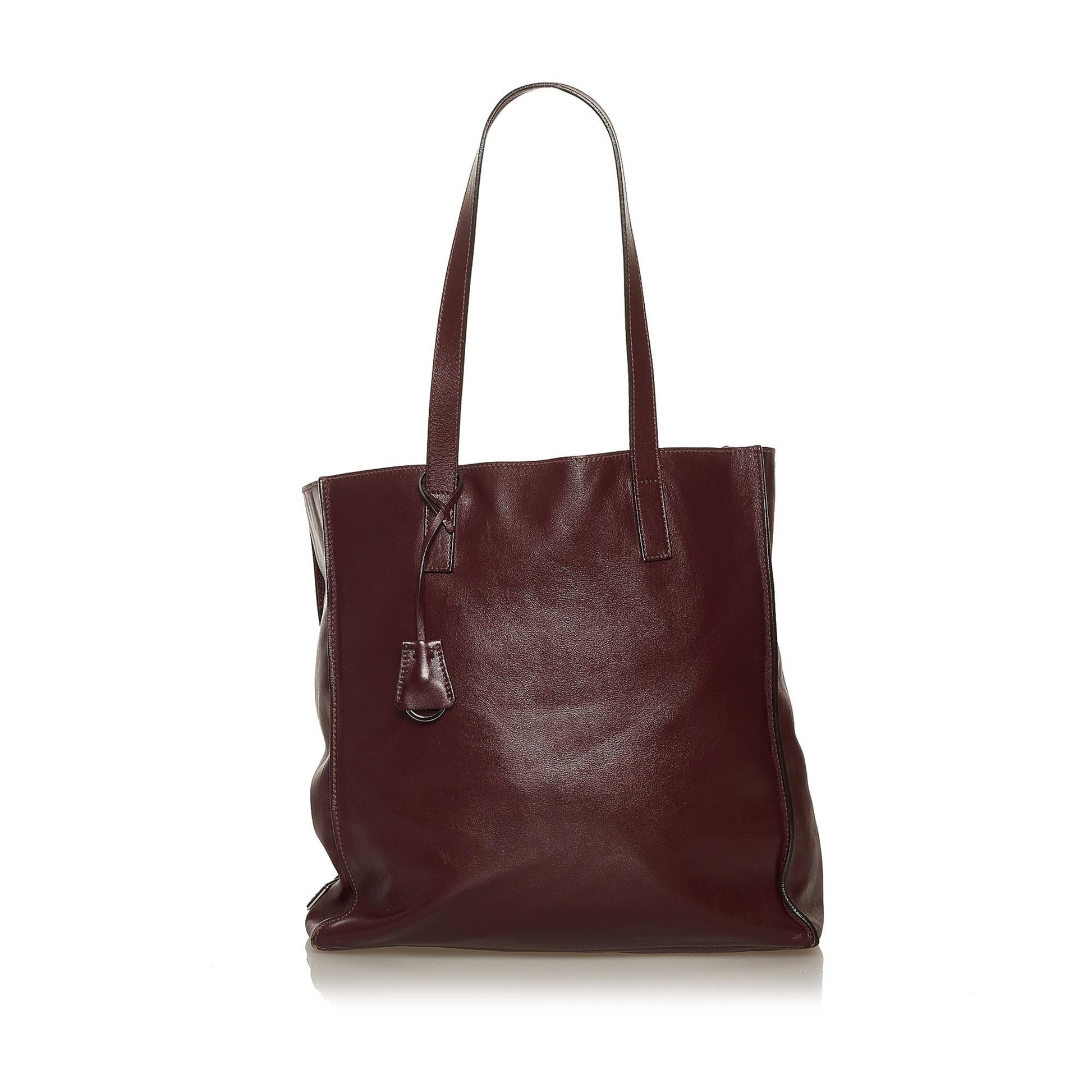 Prada Soft Calf Tote Bag Shg Leather Calf Leather