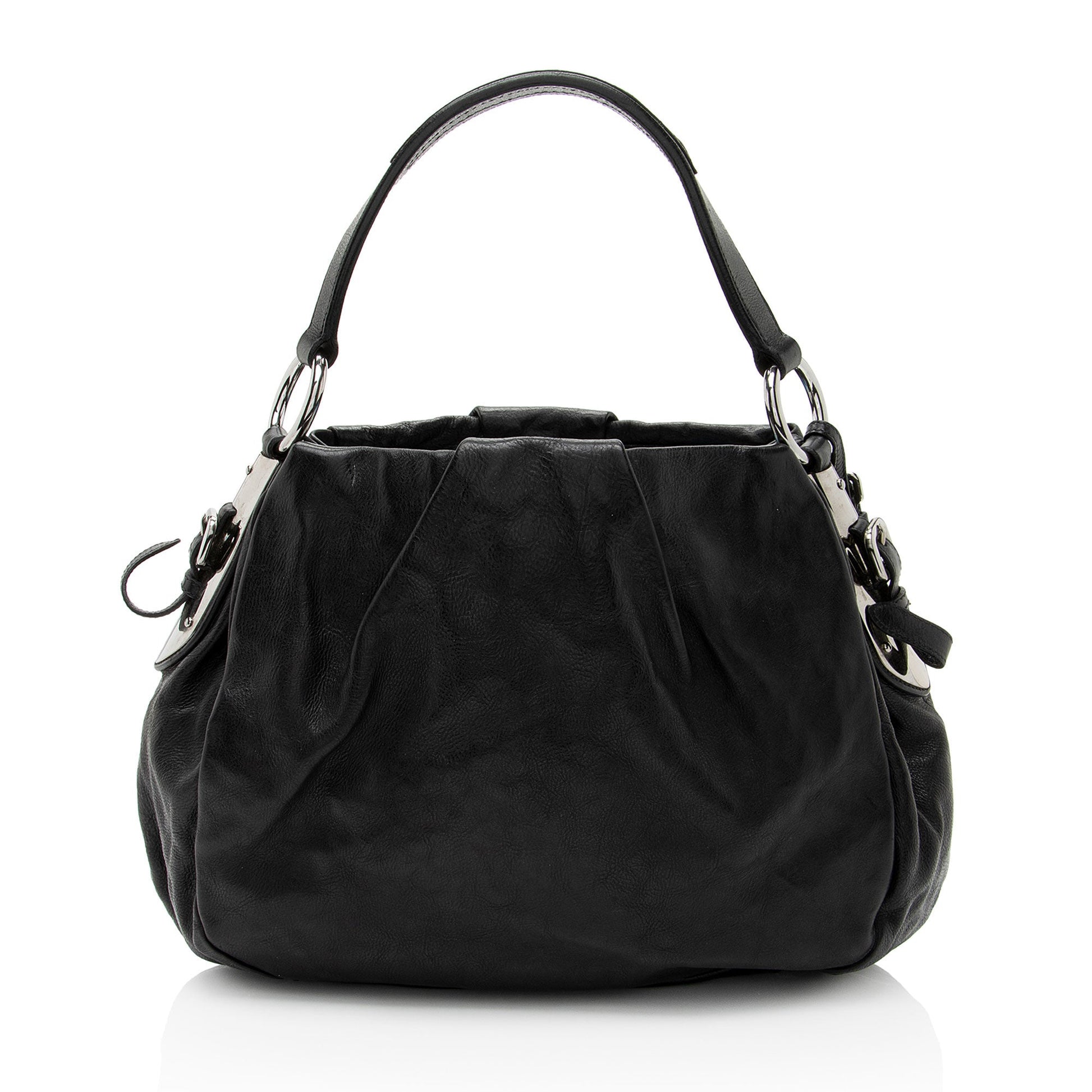 Prada Soft Calf Pleated Hobo Shoulder Bag