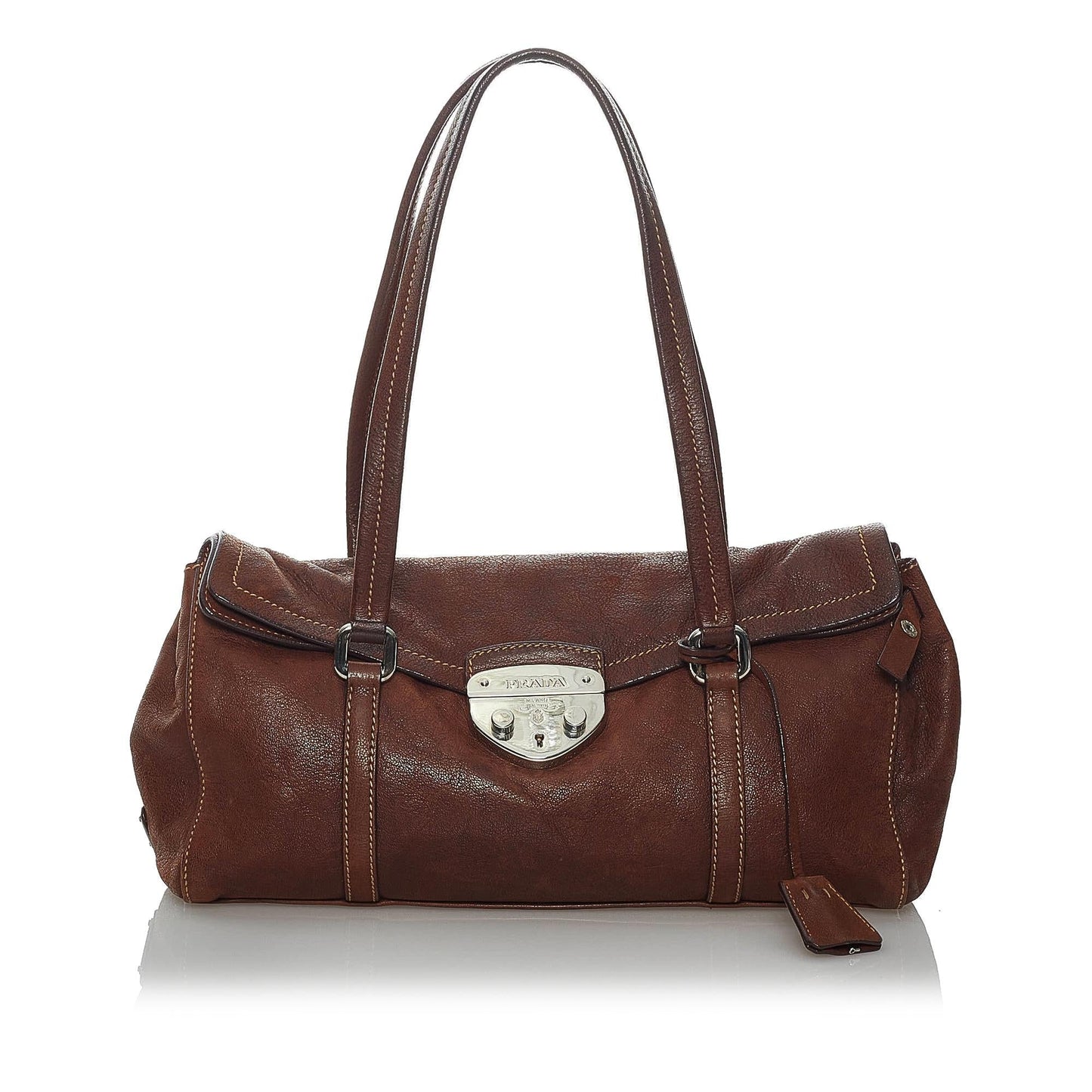 Prada Sound Lock Shoulder Bag Shg Leather