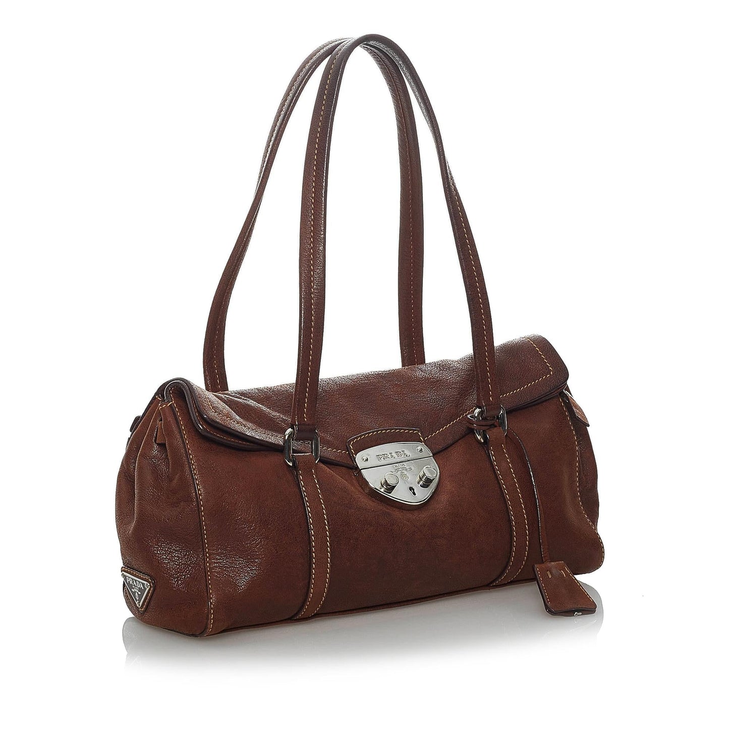 Prada Sound Lock Shoulder Bag Shg Leather