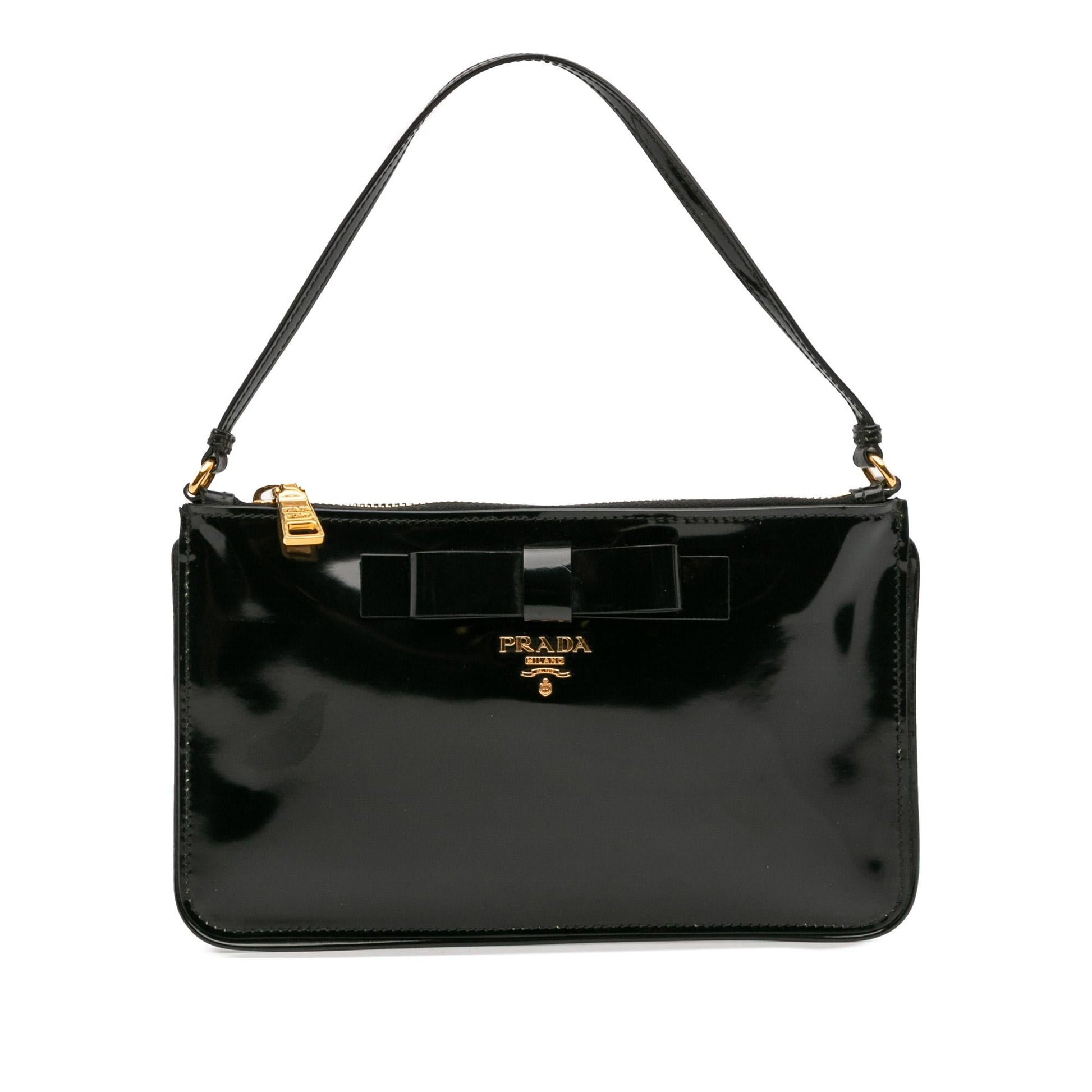 Prada Spazzolato Bow Pochette Shoulder Bag