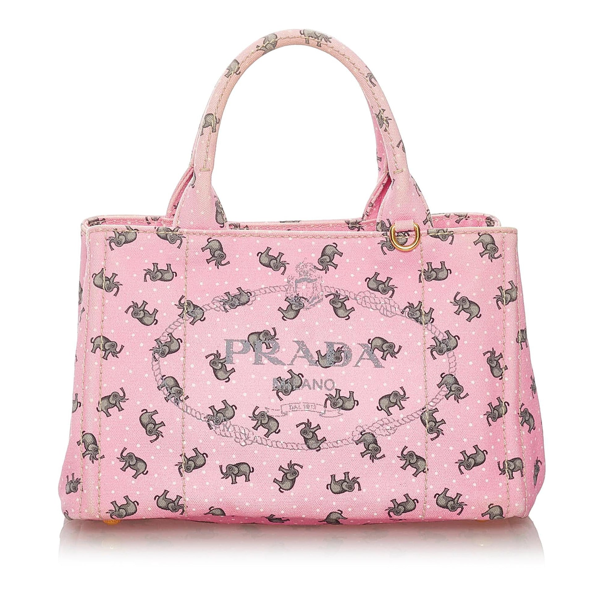 Prada St Elephant Canapa Satchel Shg Canvas Logo Satchel Bag