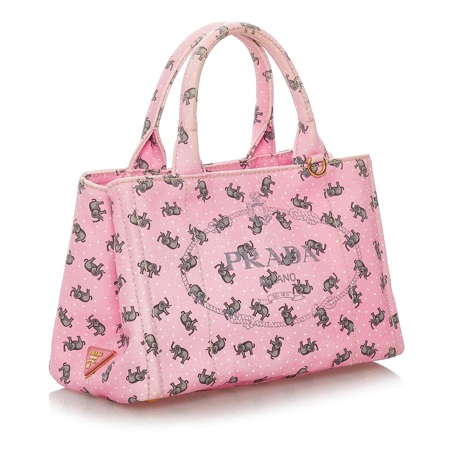 Prada St Elephant Canapa Satchel Shg Canvas Logo Satchel Bag