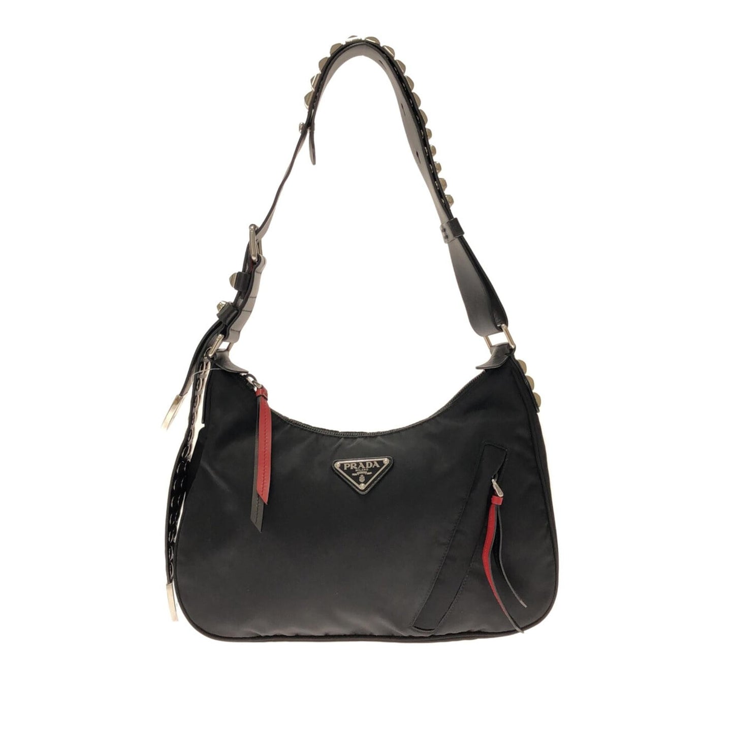 Prada Studded New Vela Tessuto Shoulder Bag Shg H6Gflh