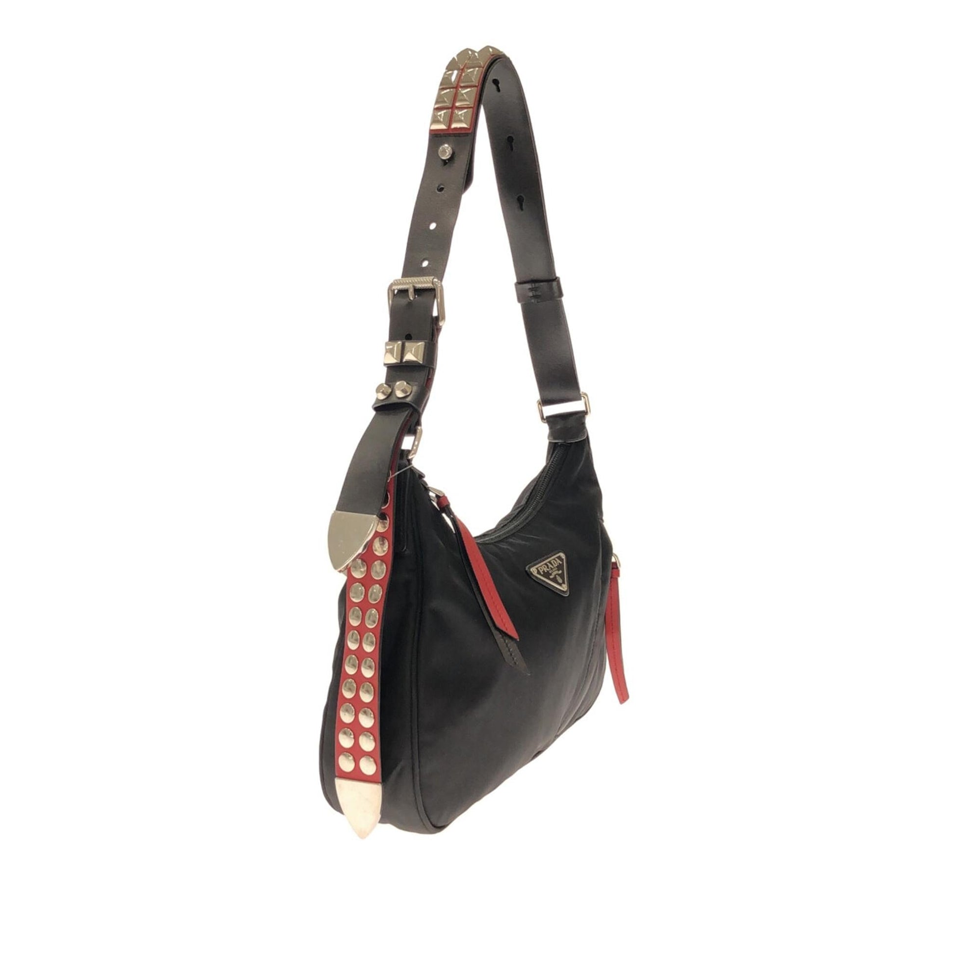 Prada Studded New Vela Tessuto Shoulder Bag Shg H6Gflh
