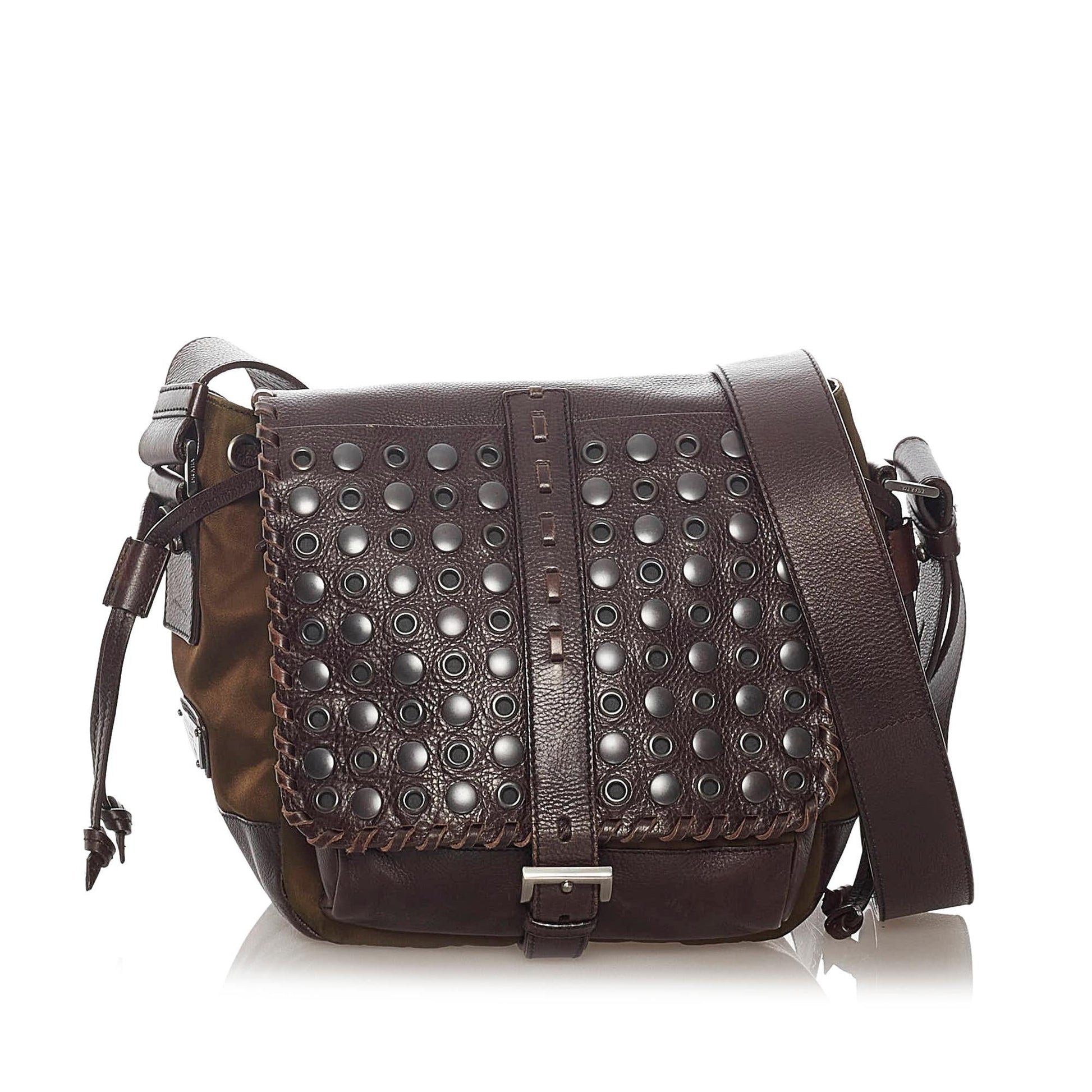 Prada Studded Crossbody Bag Shg Nylon
