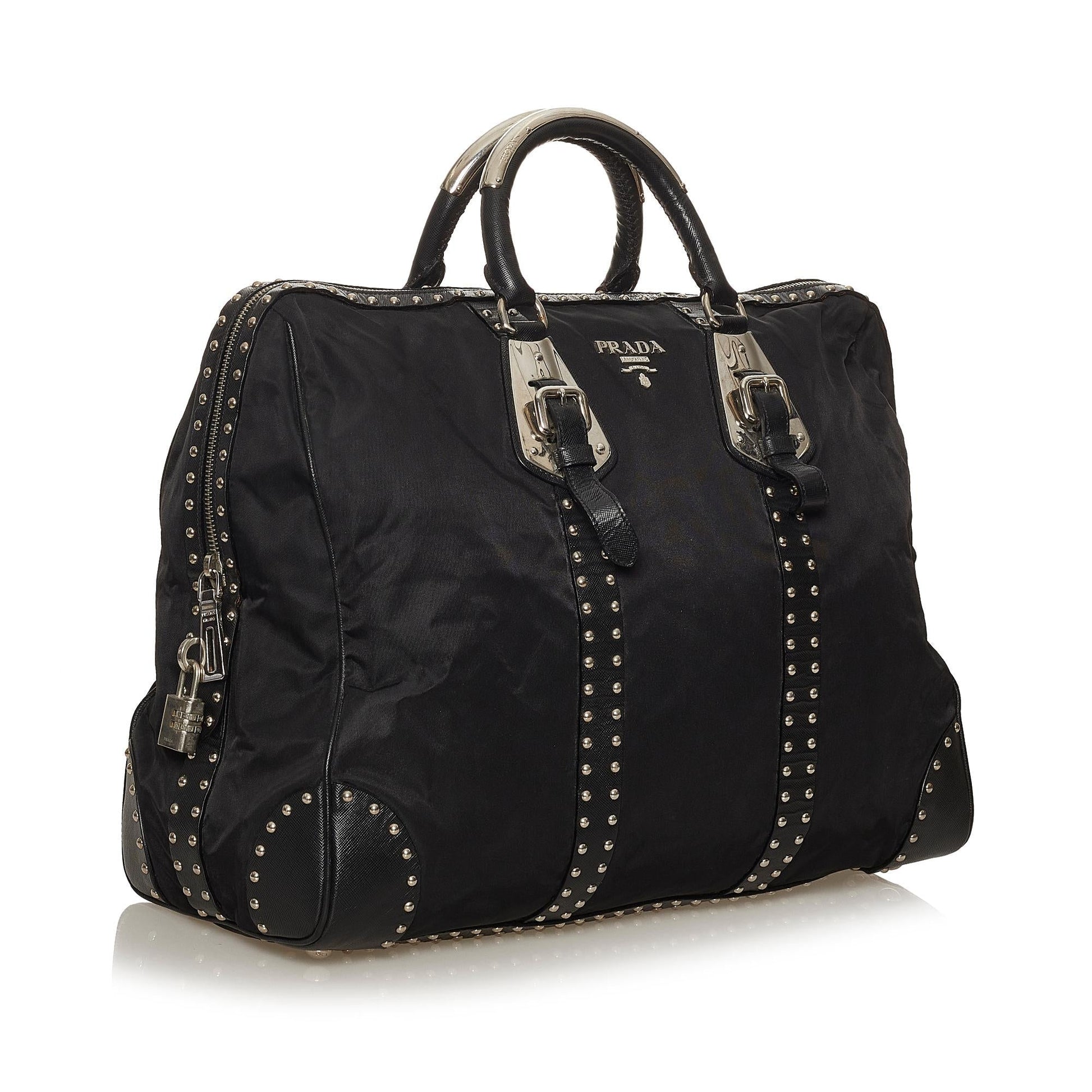 Prada Studded Tessuto Tote Bag Shg
