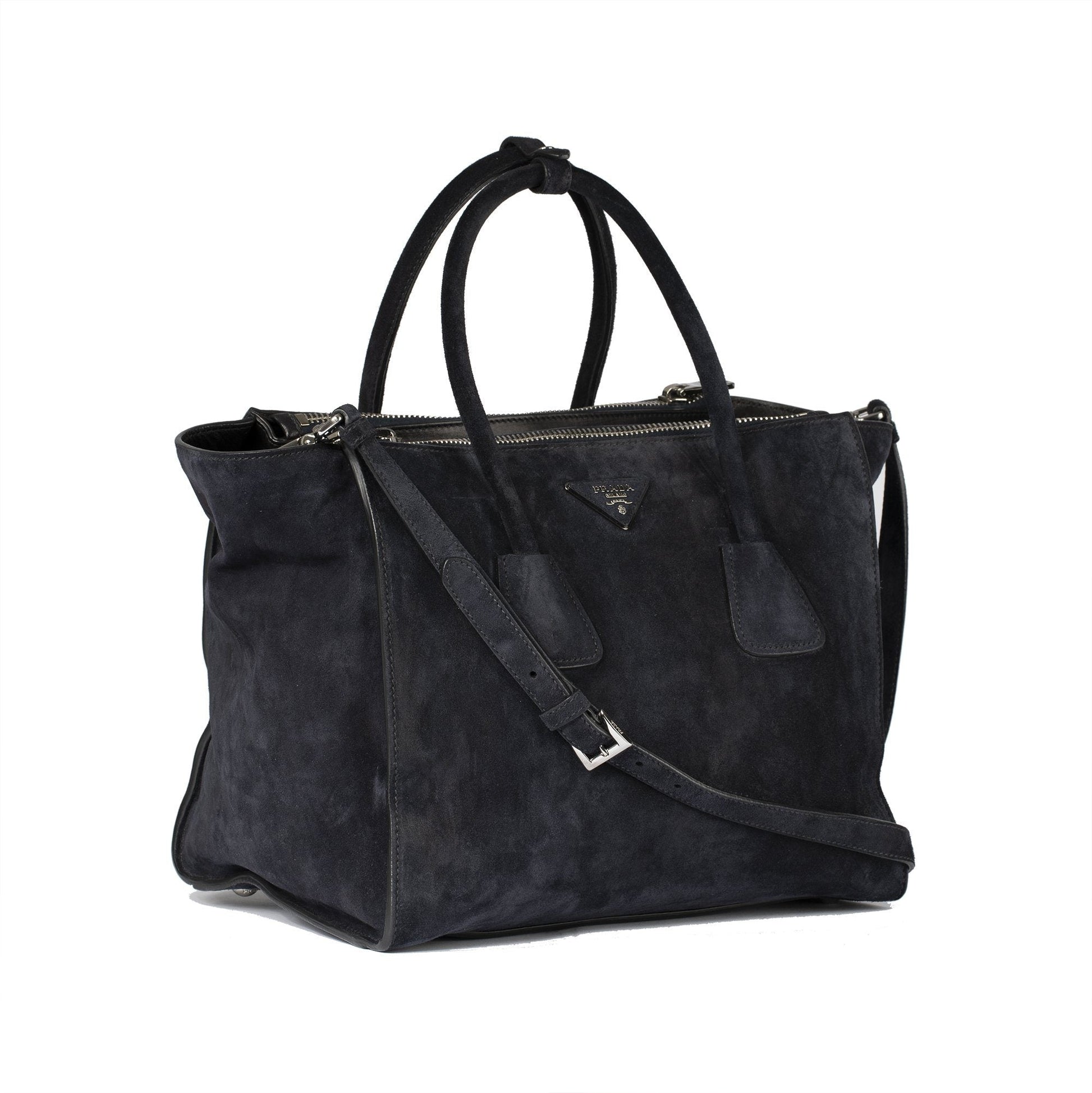 Prada Twin Pocket Tote Handbag Suede Tote Bag