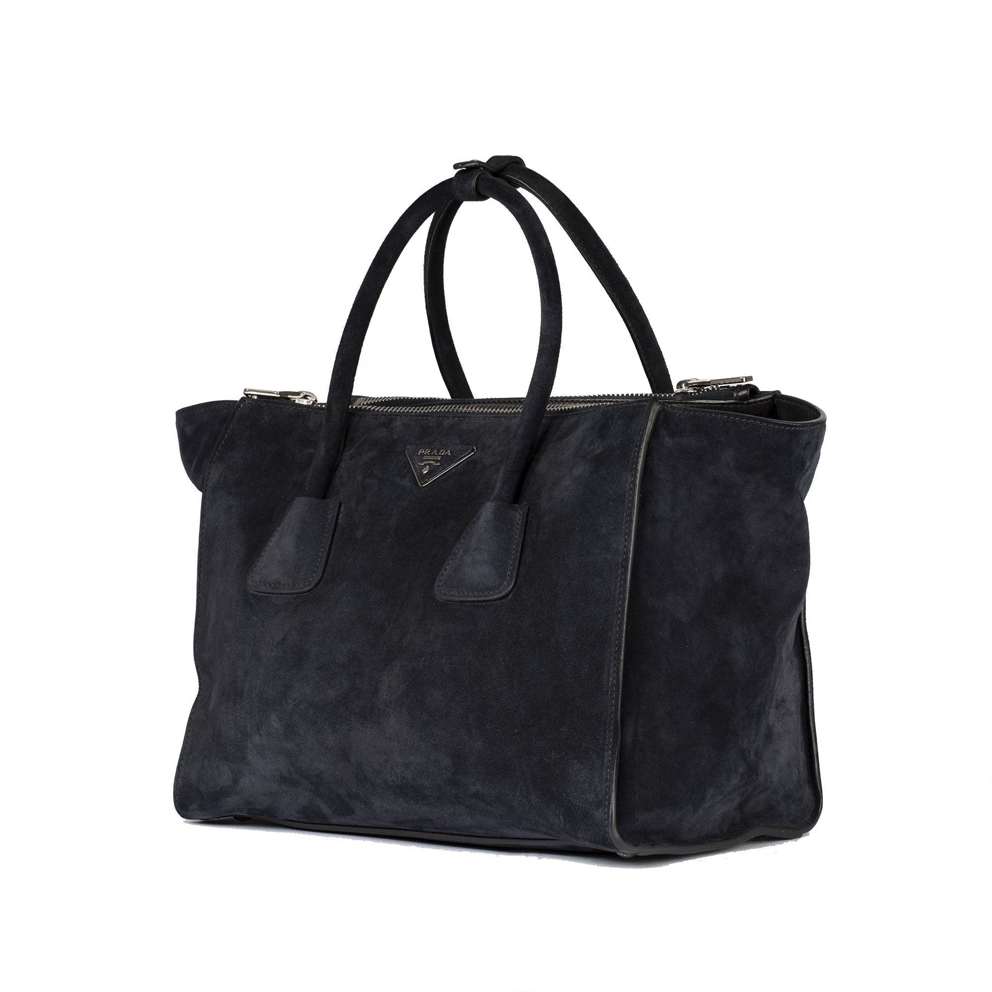 Prada Twin Pocket Tote Handbag Suede Tote Bag