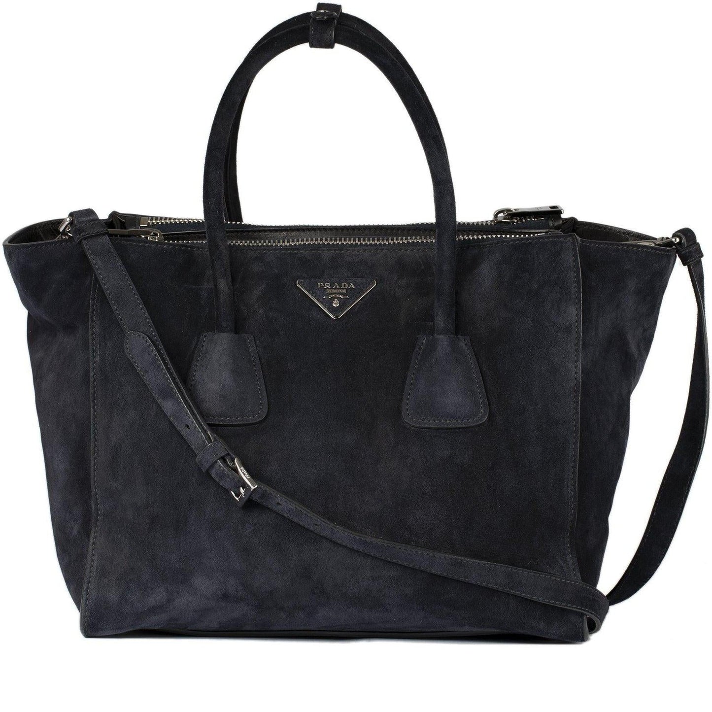 Prada Twin Pocket Tote Handbag Suede Tote Bag