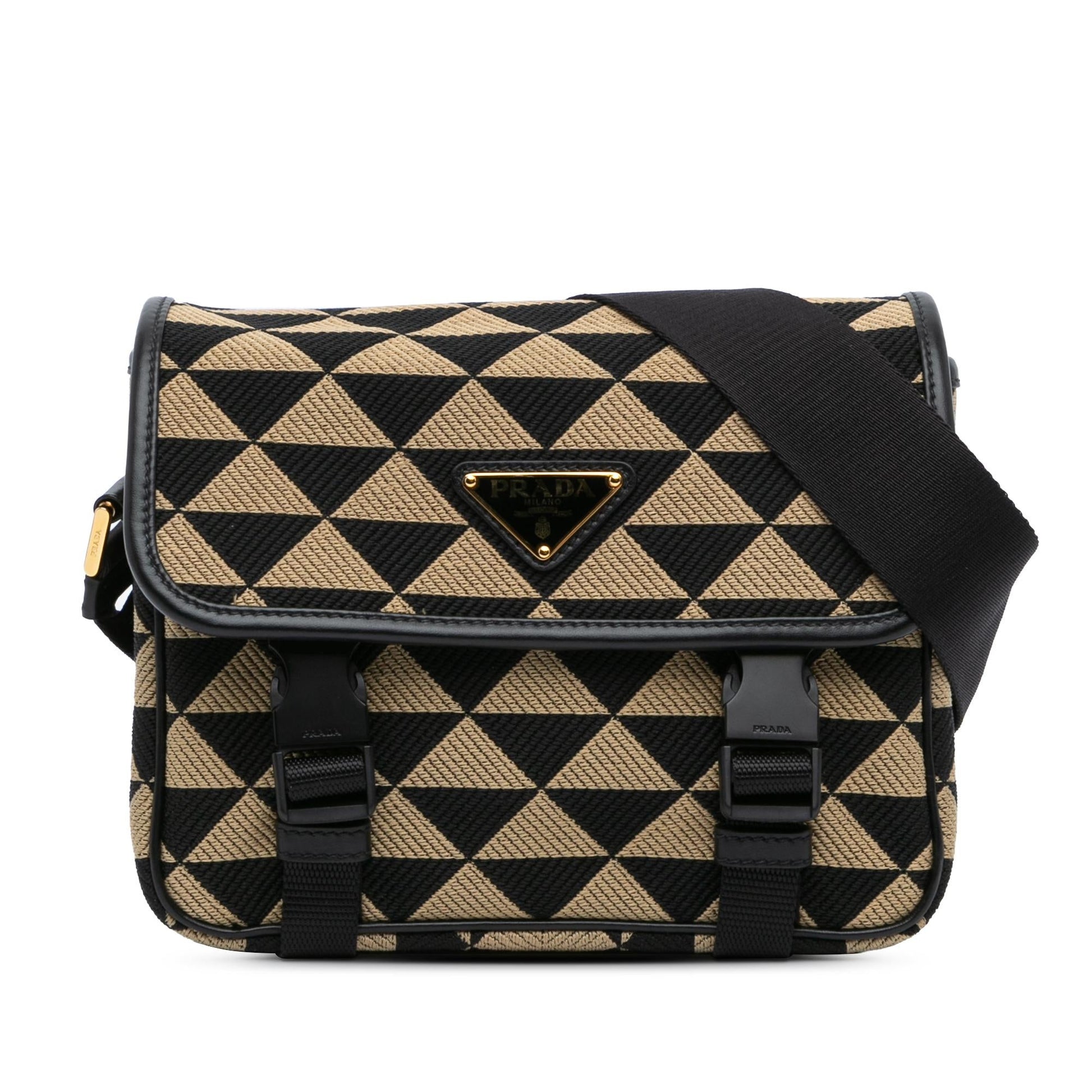 Prada Symbole Double Buckle Messenger Bag Shg Crossbody Bag