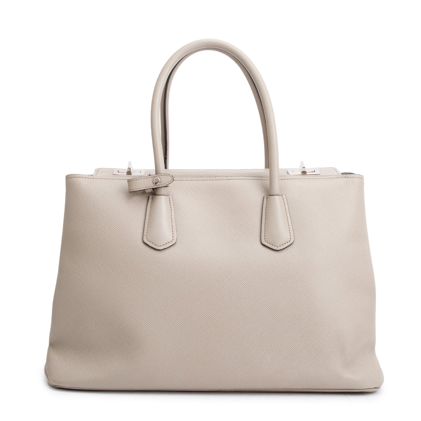 Prada Taupe Cuir Turnlock Twin Tote Saffiano Medium Tote Bag