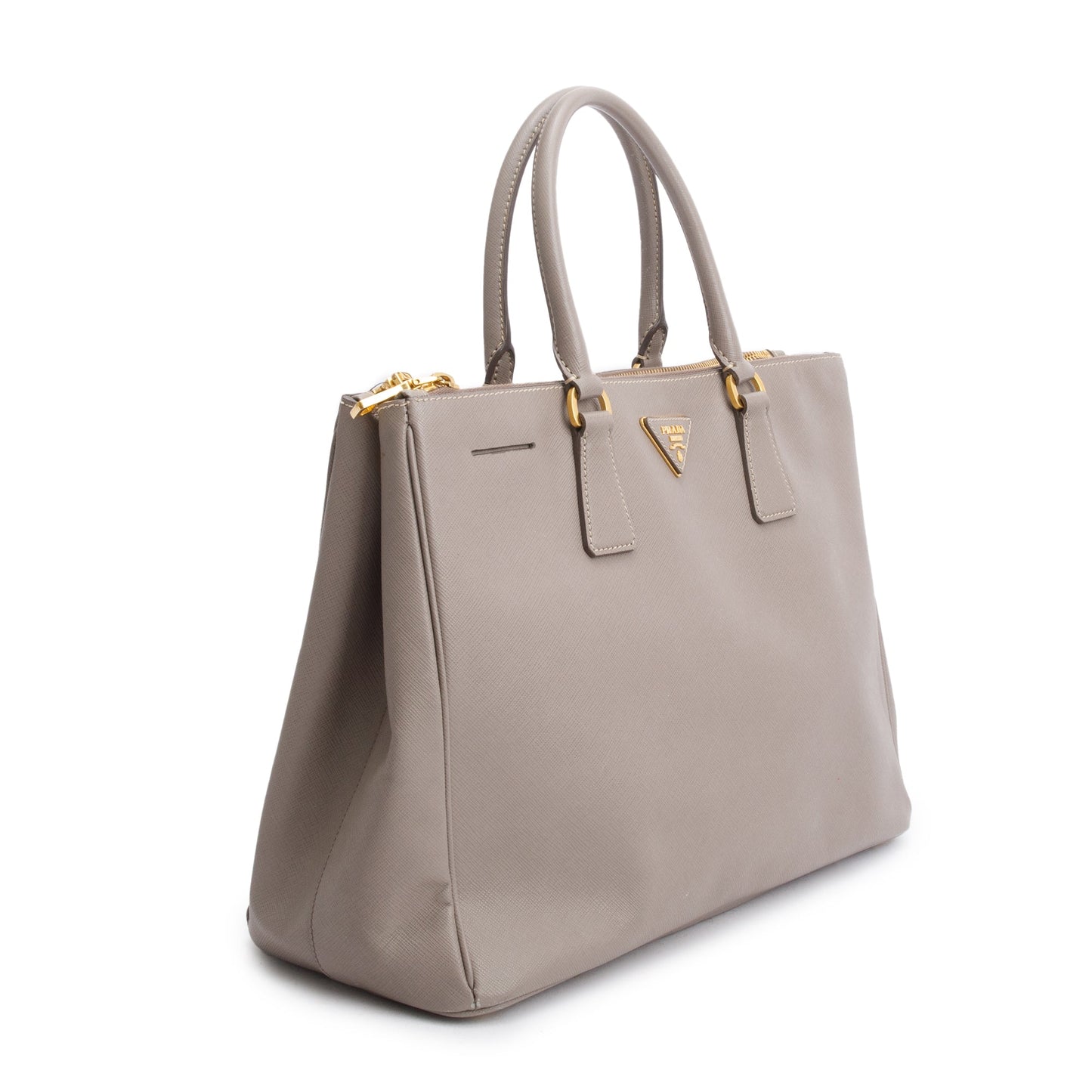 Prada Taupe Lux Double Galleria Tote Saffiano Large Zip Tote Bag