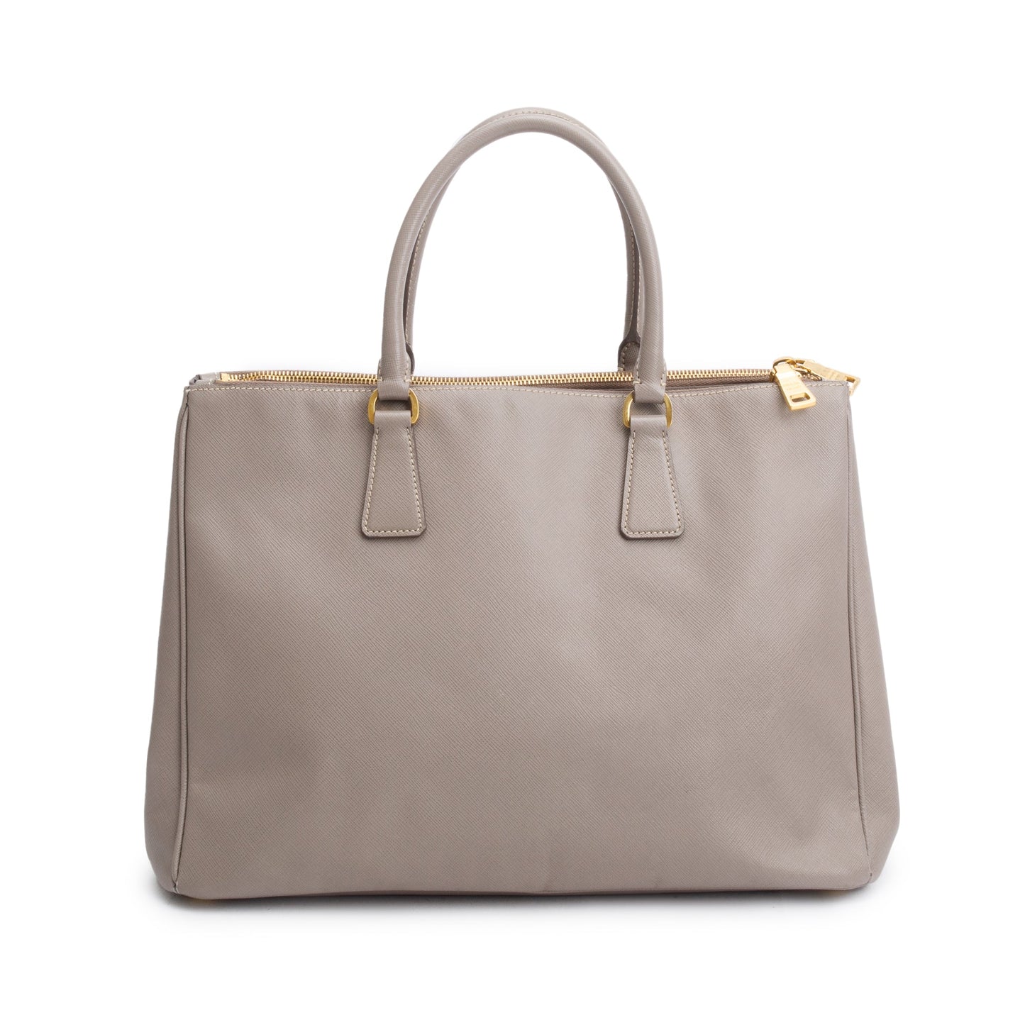 Prada Taupe Saffiano Lux Double Zip Galleria Tote Large Tote Bag