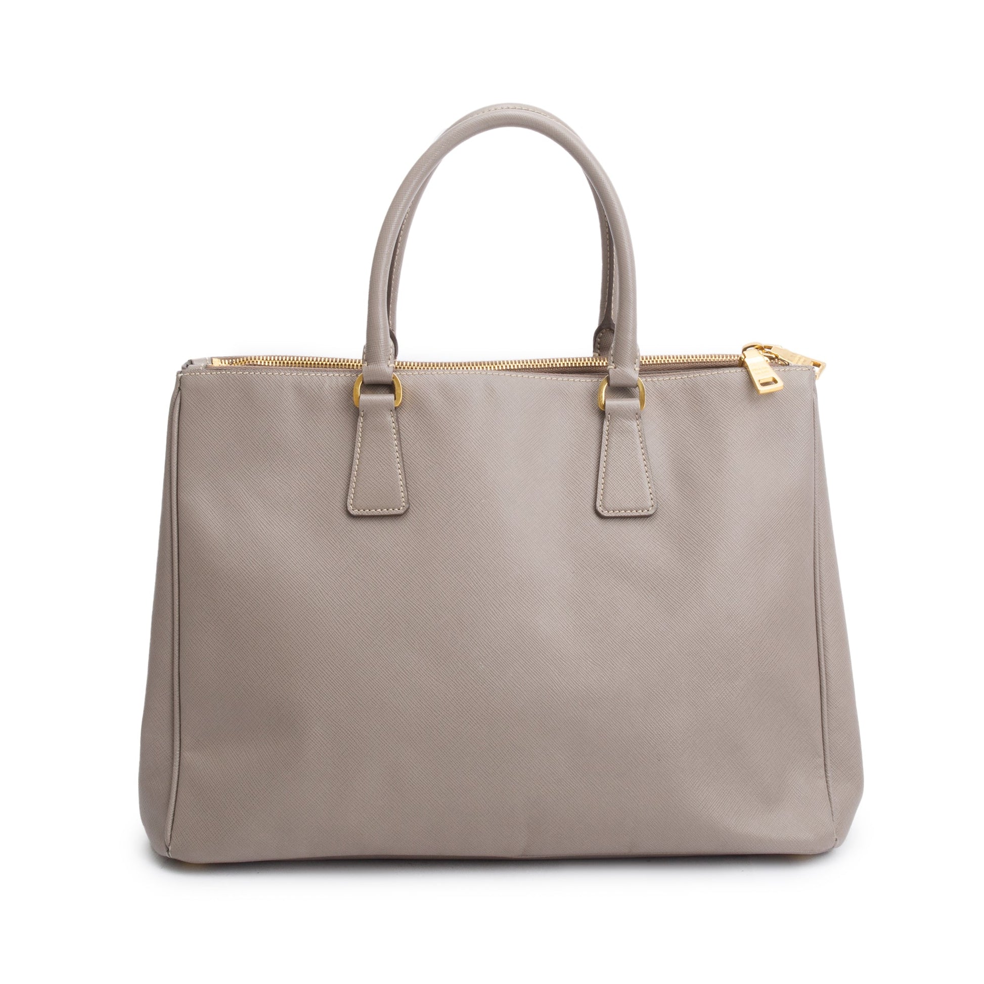 Prada Taupe Saffiano Lux Double Zip Galleria Tote Large Tote Bag