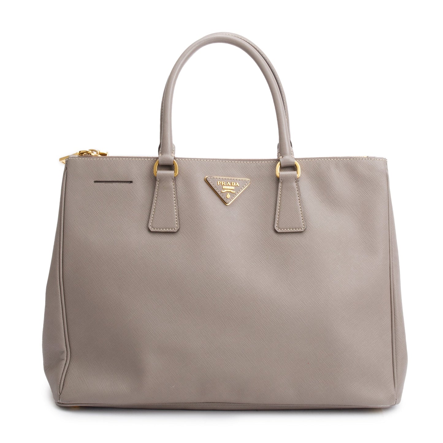 Prada Taupe Lux Double Galleria Tote Saffiano Large Zip Tote Bag