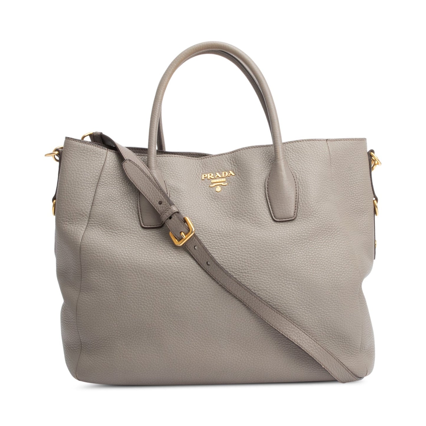 Prada Taupe Vitello Daino Tote Handbag Leather Tote Bag