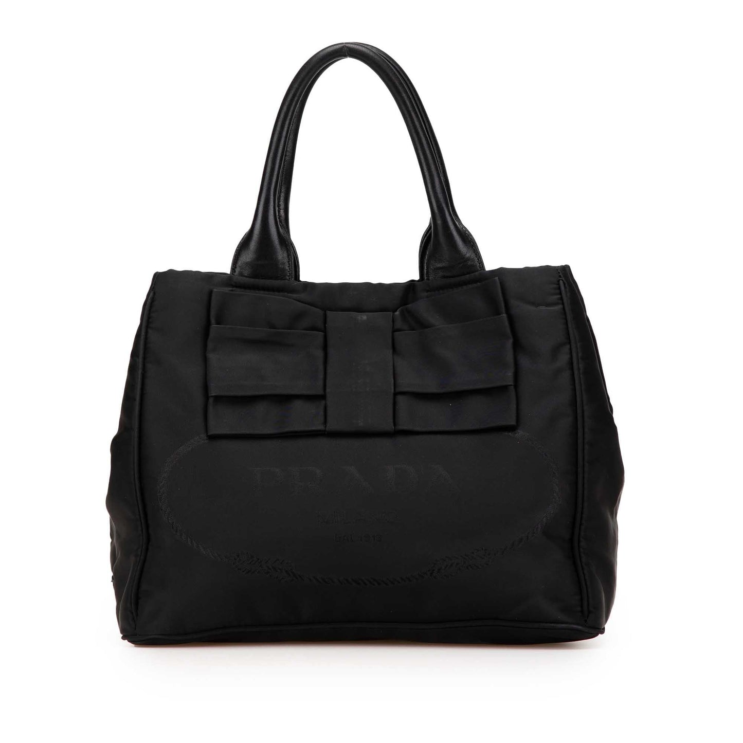 Prada Tessuto Canapa Bow Satchel Logo Satchel Bag
