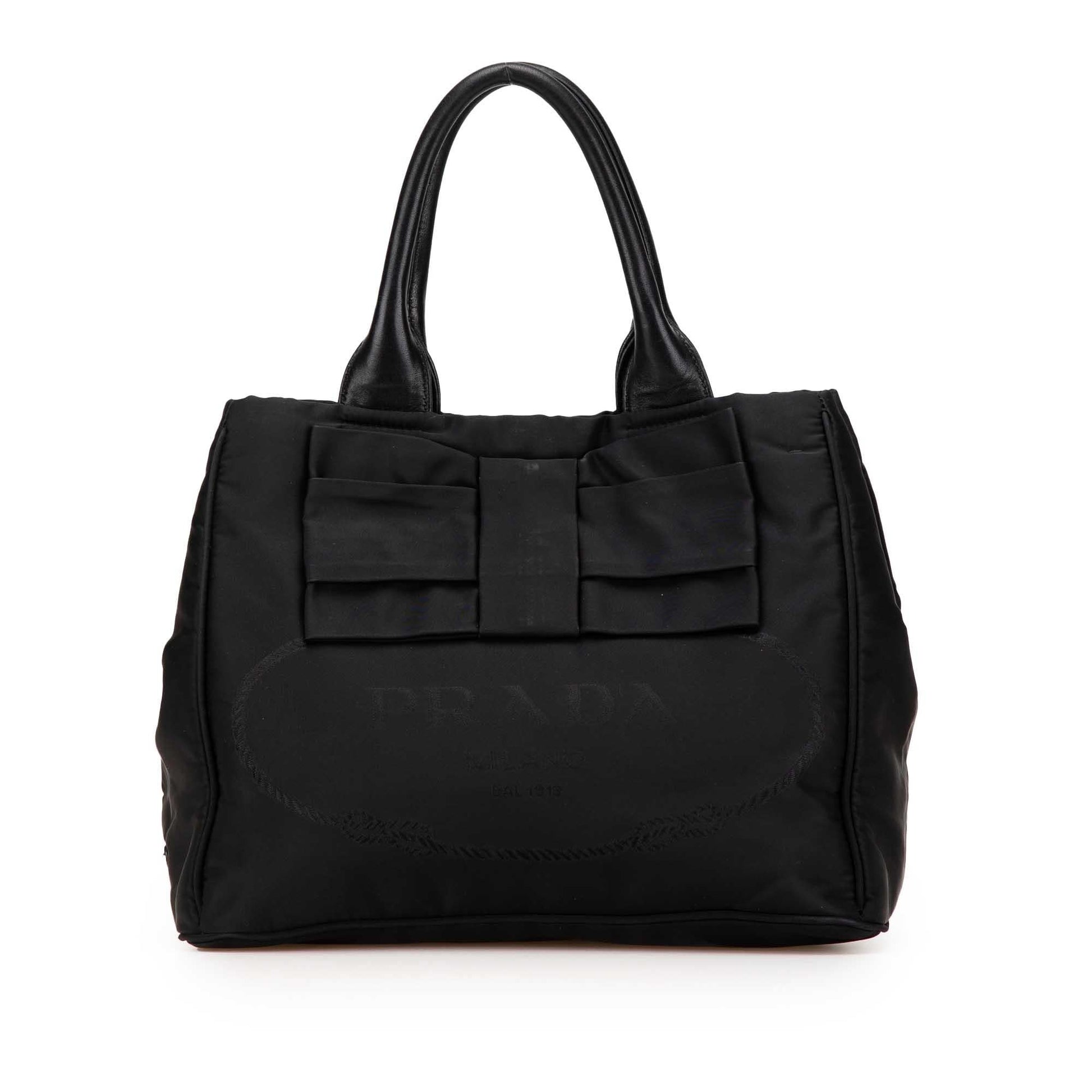 Prada Tessuto Canapa Bow Satchel Logo Satchel Bag