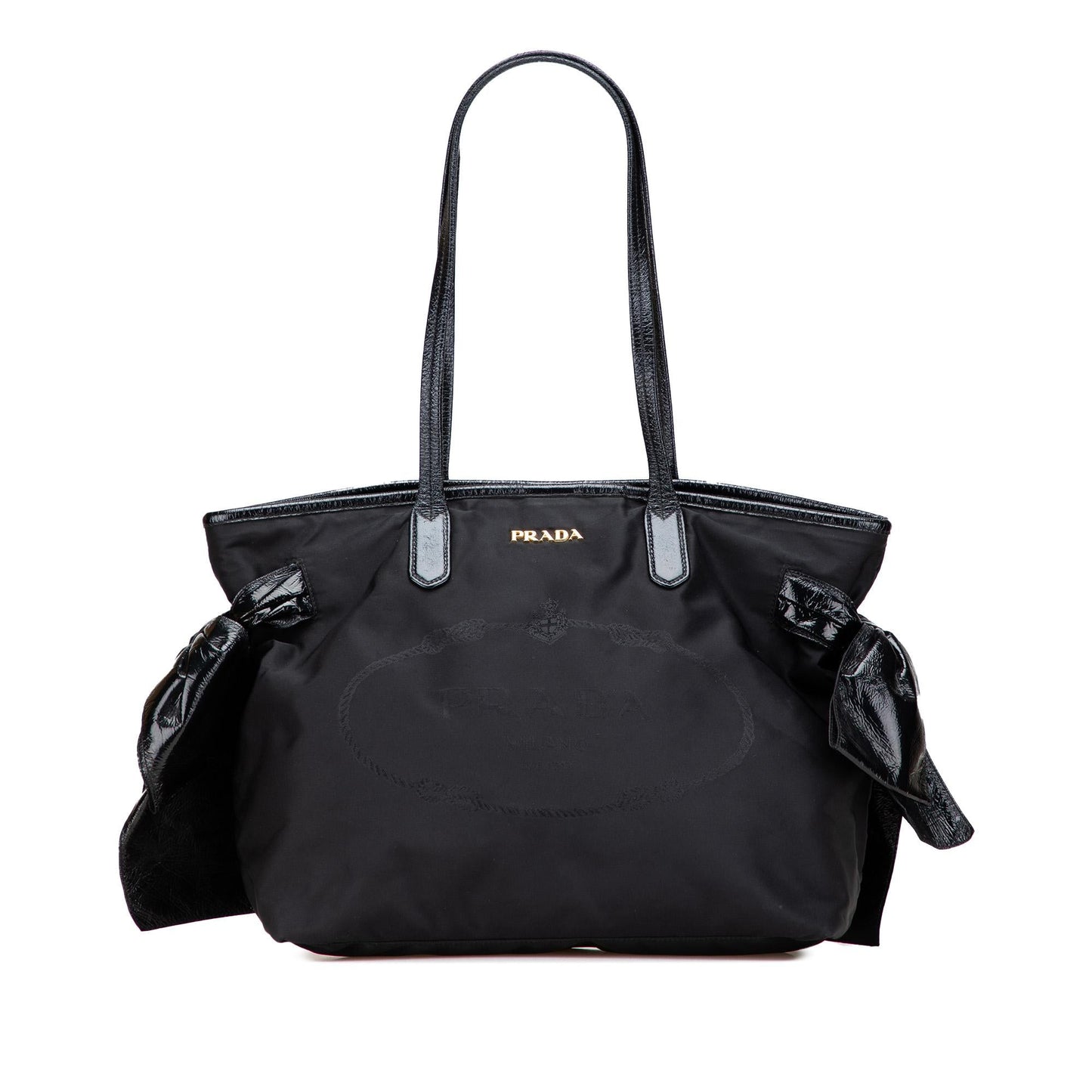 Prada Tessuto Canapa Bow Tote Logo Tote Bag Logo Bow Tote