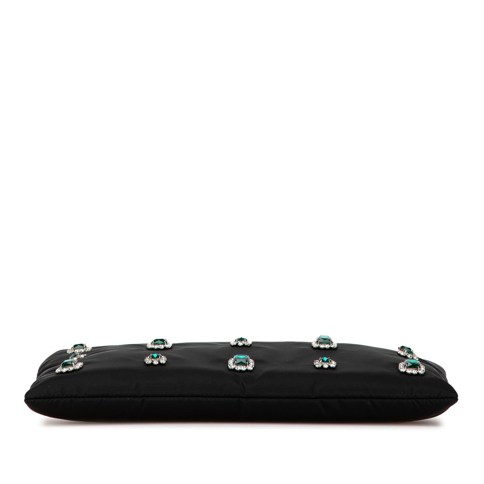Prada Tessuto Catene Crystal Embellished Crossbody Chain Crossbody Bag