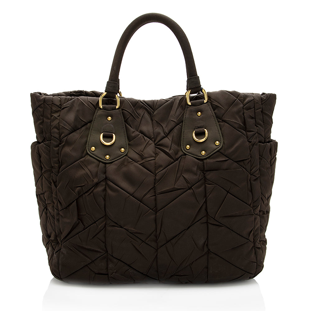 Prada Tessuto Chevron Tote Shf Quilted Tote Bag