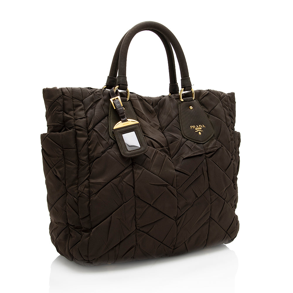 Prada Tessuto Chevron Tote Shf Quilted Tote Bag