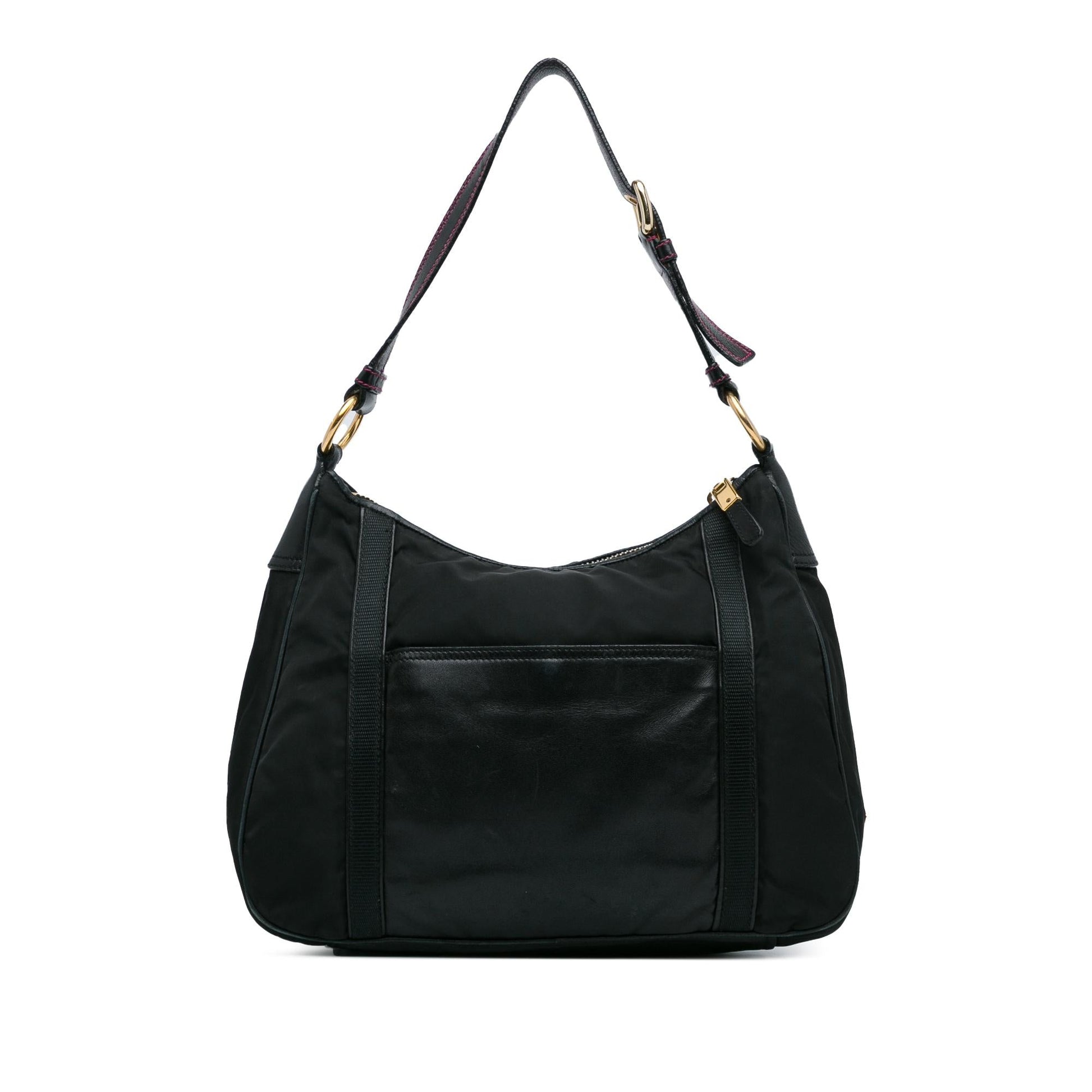 Prada Tessuto City Calf Trimmed Buckle Hobo Shg Xswi3T Shoulder Bag