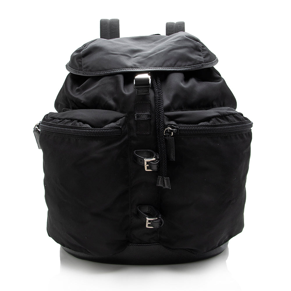 Prada Tessuto Double Pocket Drawstring Backpack Shf Shoulder Bag