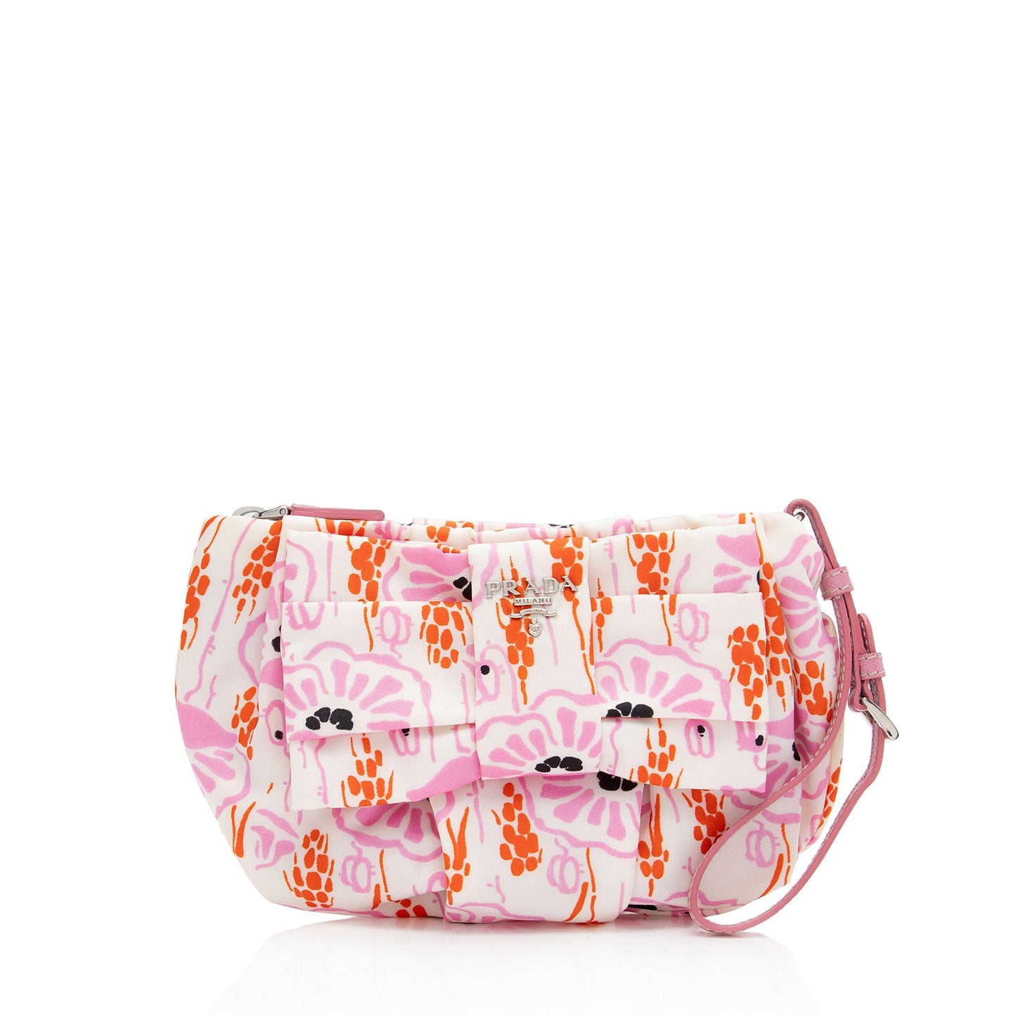 Prada Tessuto Floral Bow Wristlet Shf Jvmmuv Clutch Bag