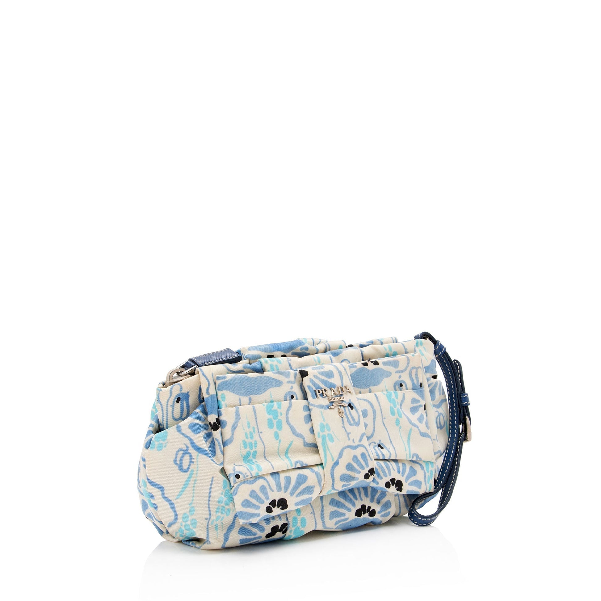 Prada Tessuto Floral Bow Wristlet Shf Ajyhxo Clutch Bag