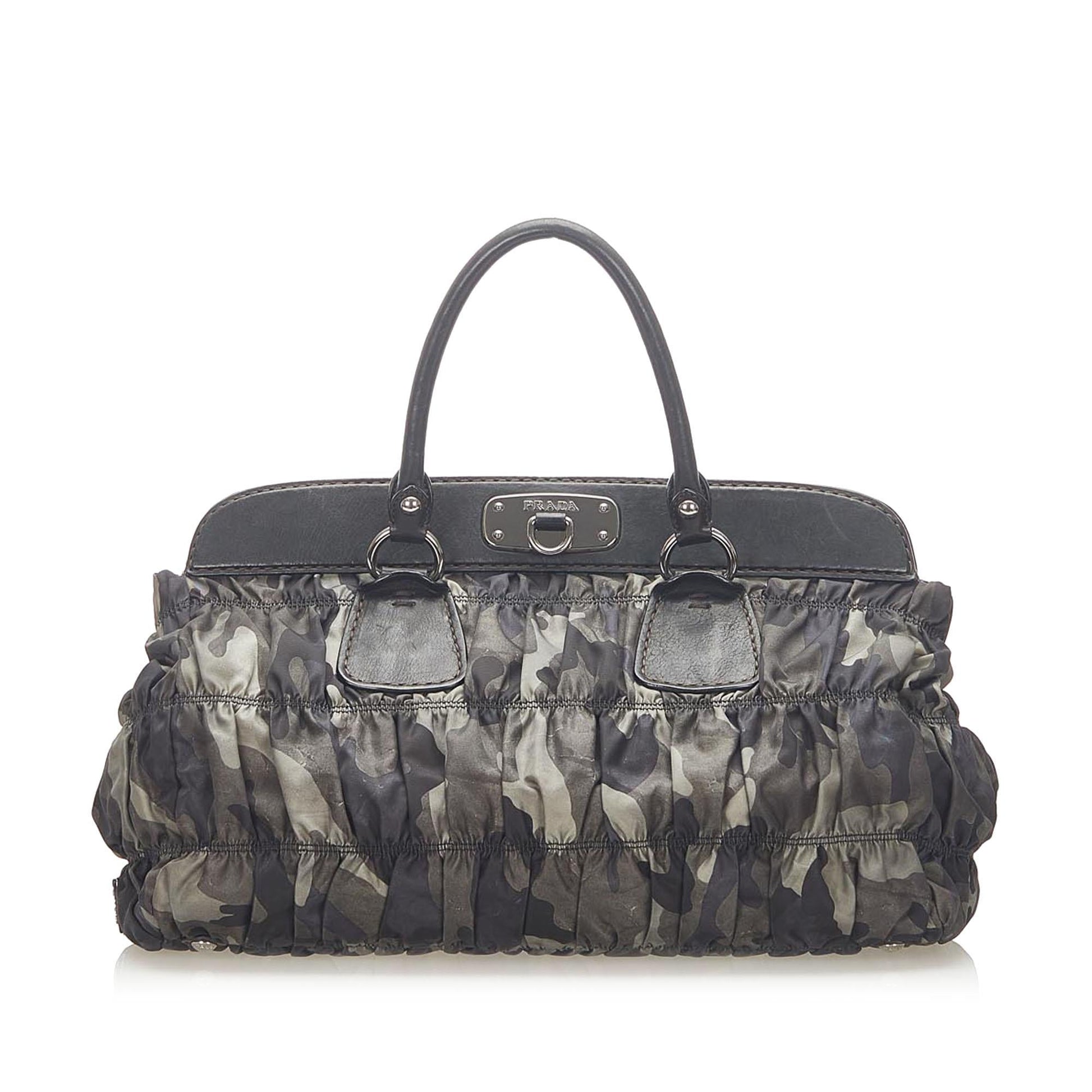 Prada Tessuto Gaufre Camouflage Tote Bag Shg