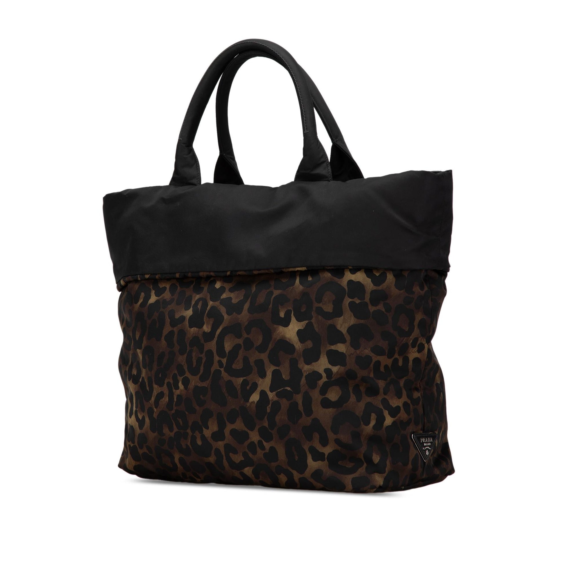 Prada Tessuto Leopard Print Reversible Satchel Satchel Bag