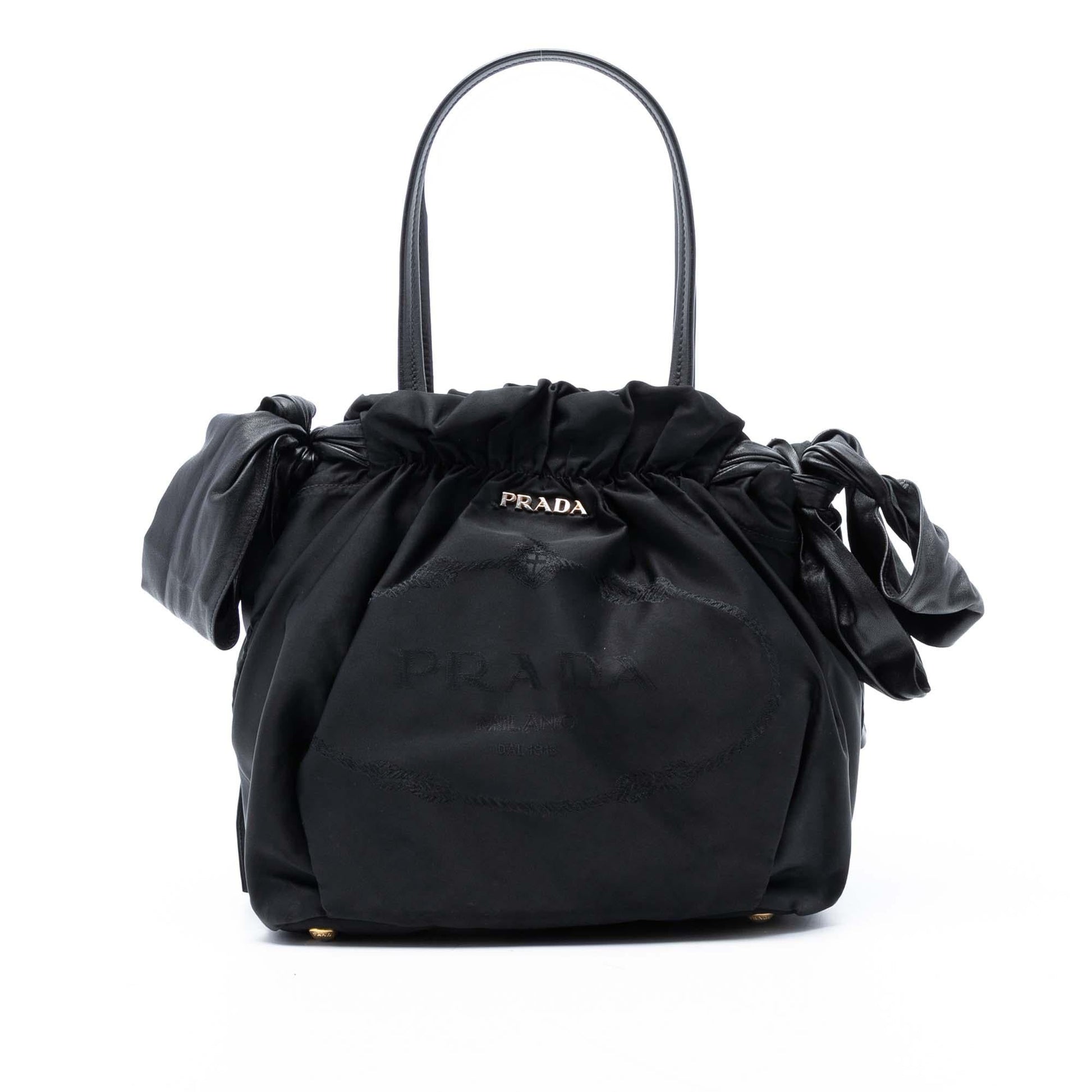 Prada Tessuto Bow Satchel Logo Satchel Bag