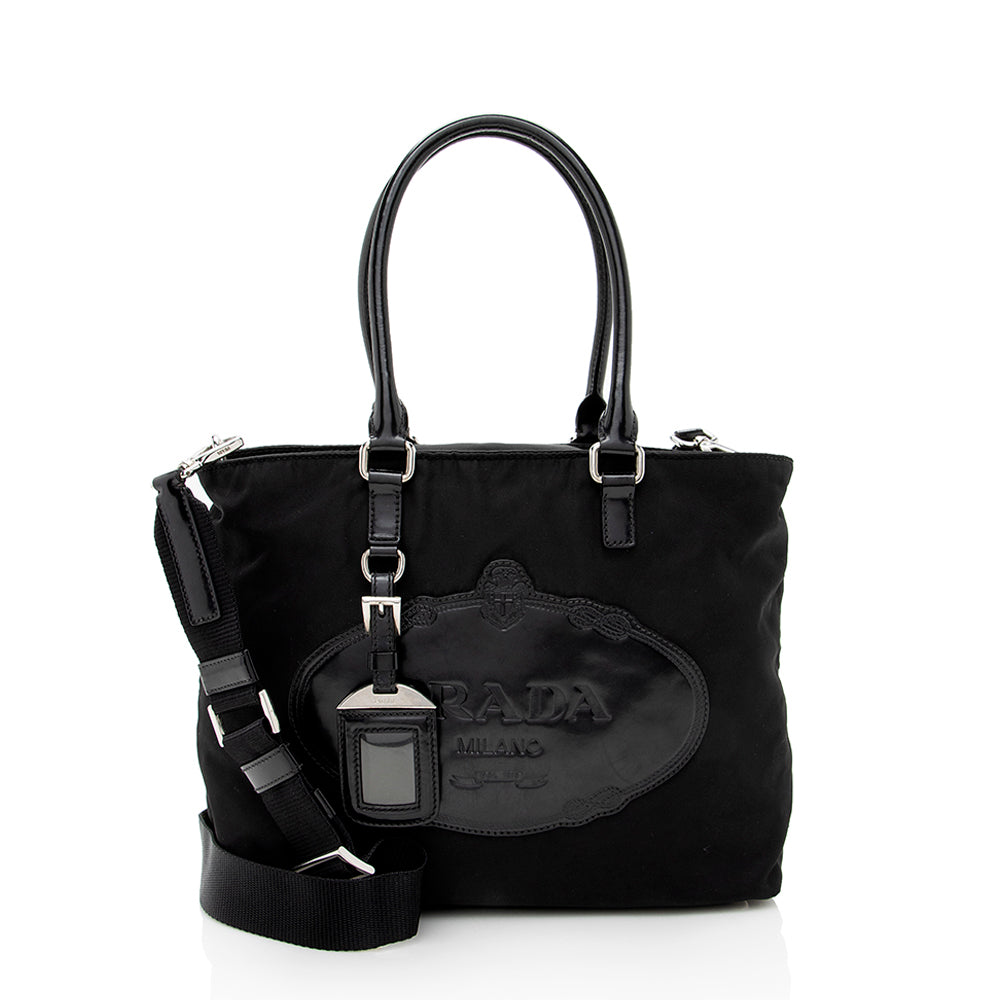 Prada Tessuto Tote Shf Logo Tote Bag
