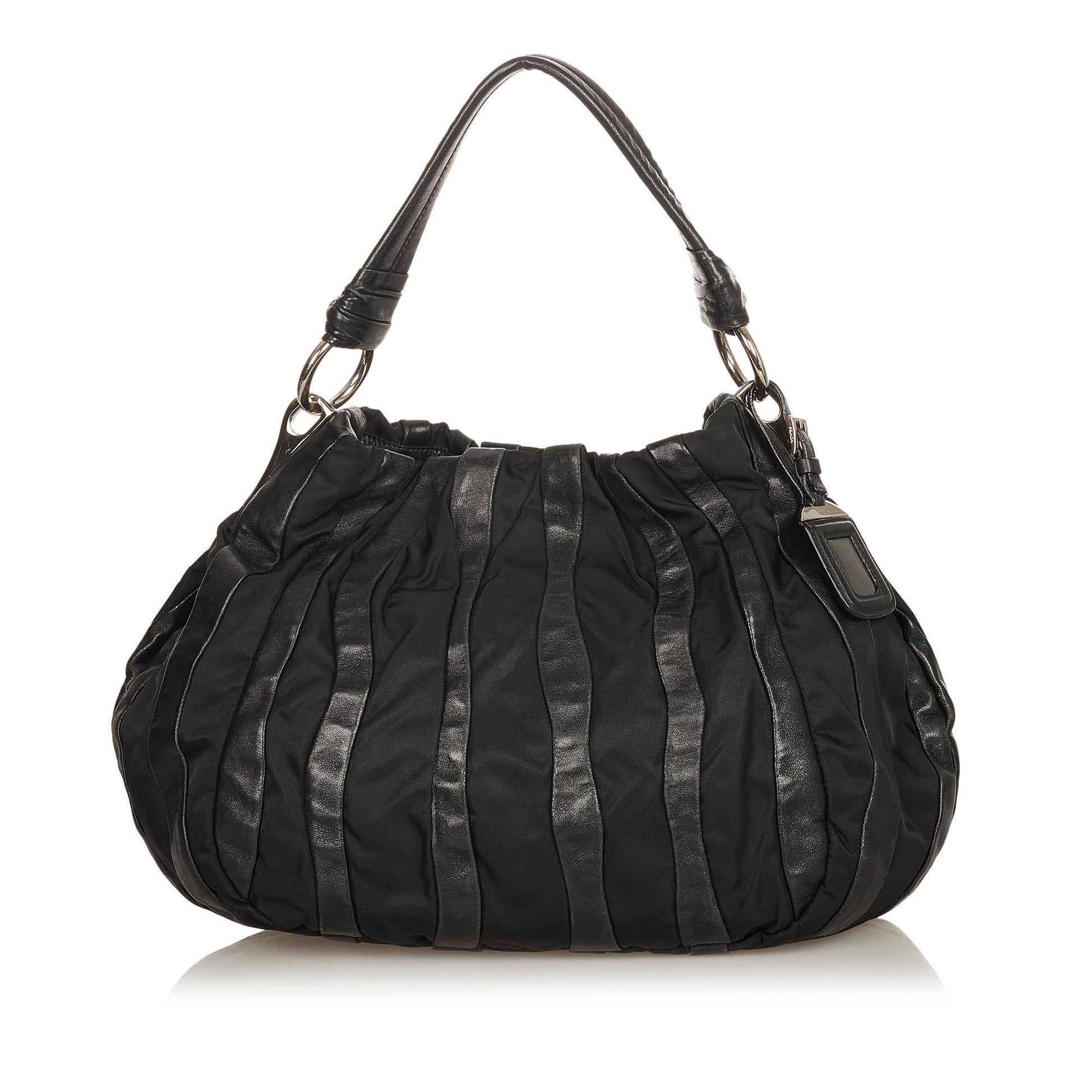 Prada Tessuto Nappa Waves Hobo Bag Shg Shoulder Bag