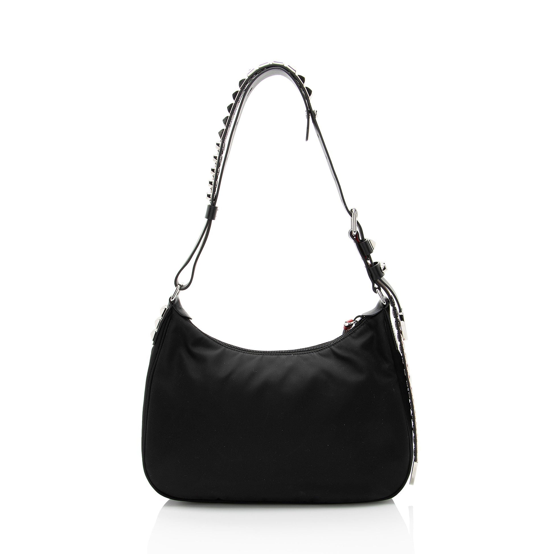 Prada Tessuto New Vela Studded Shoulder Bag