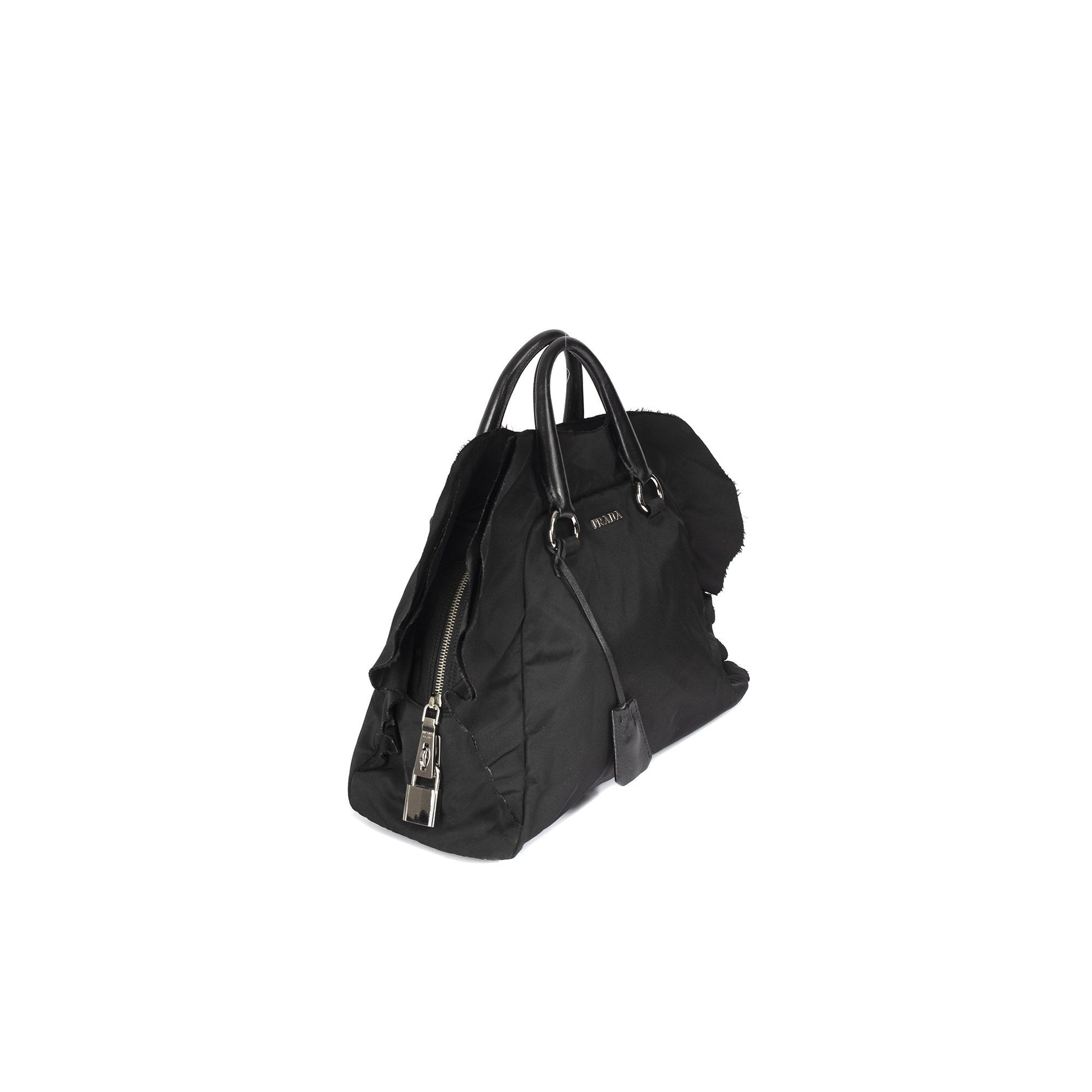 Prada Tessuto Ruffle Handle Bag Nylon Travel Bag