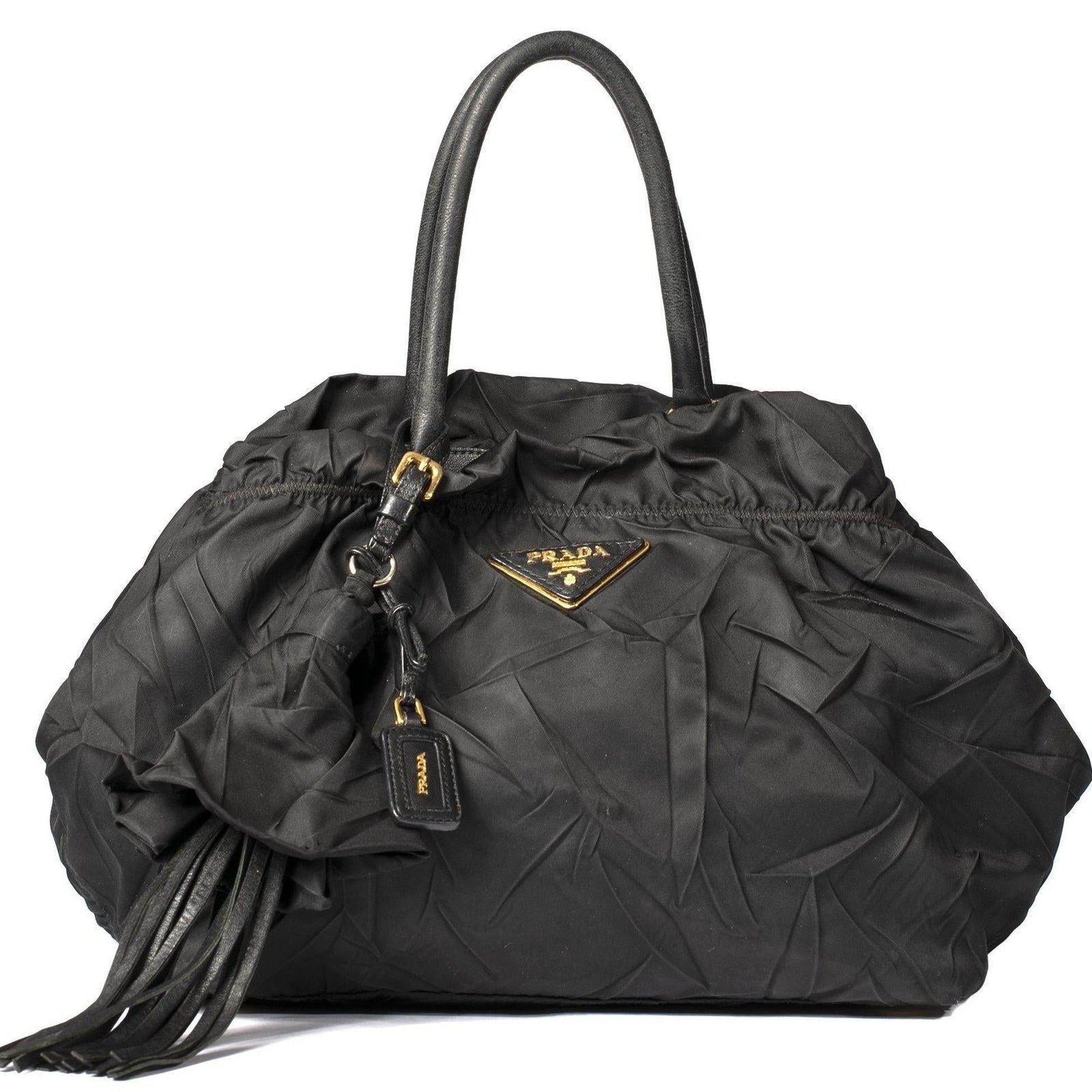 Prada Tessuto Tassel Handbag Nylon Travel Bag