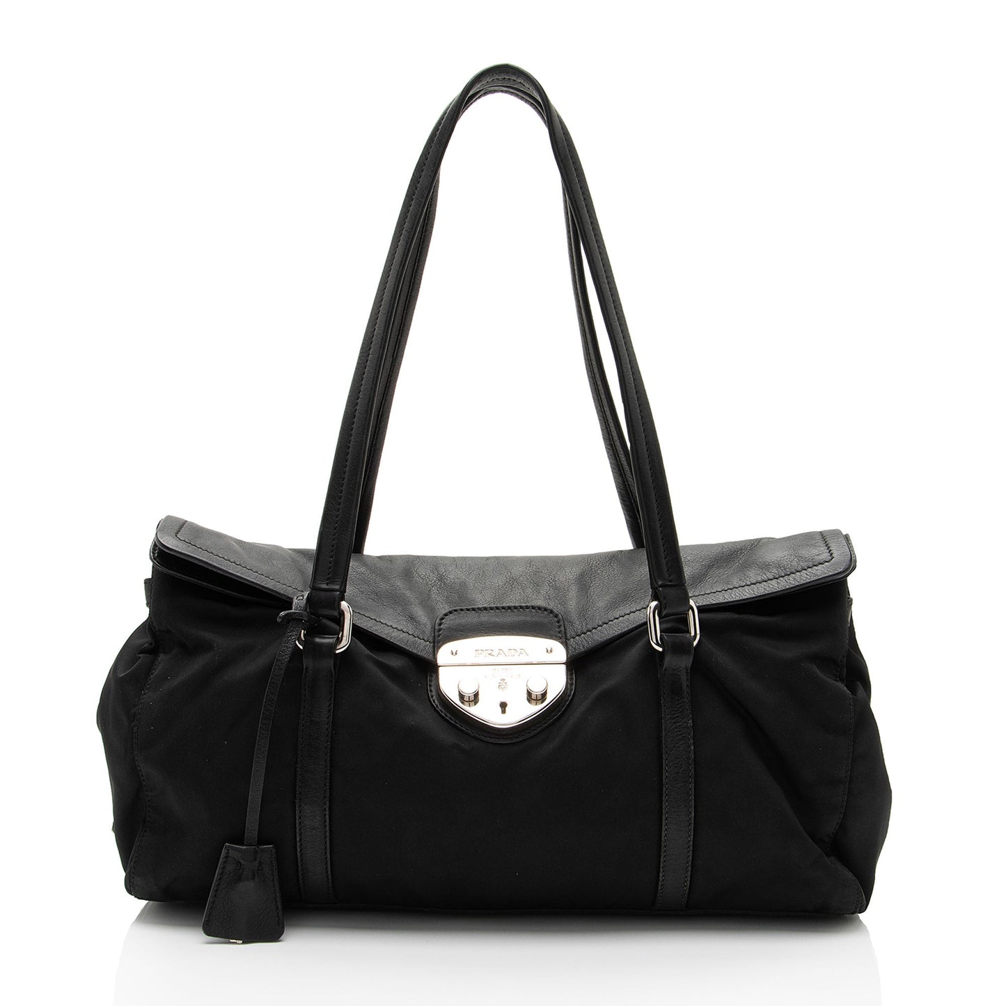 Prada Tessuto Pushlock Foldover Satchel Shf Npkpqp Satchel Bag