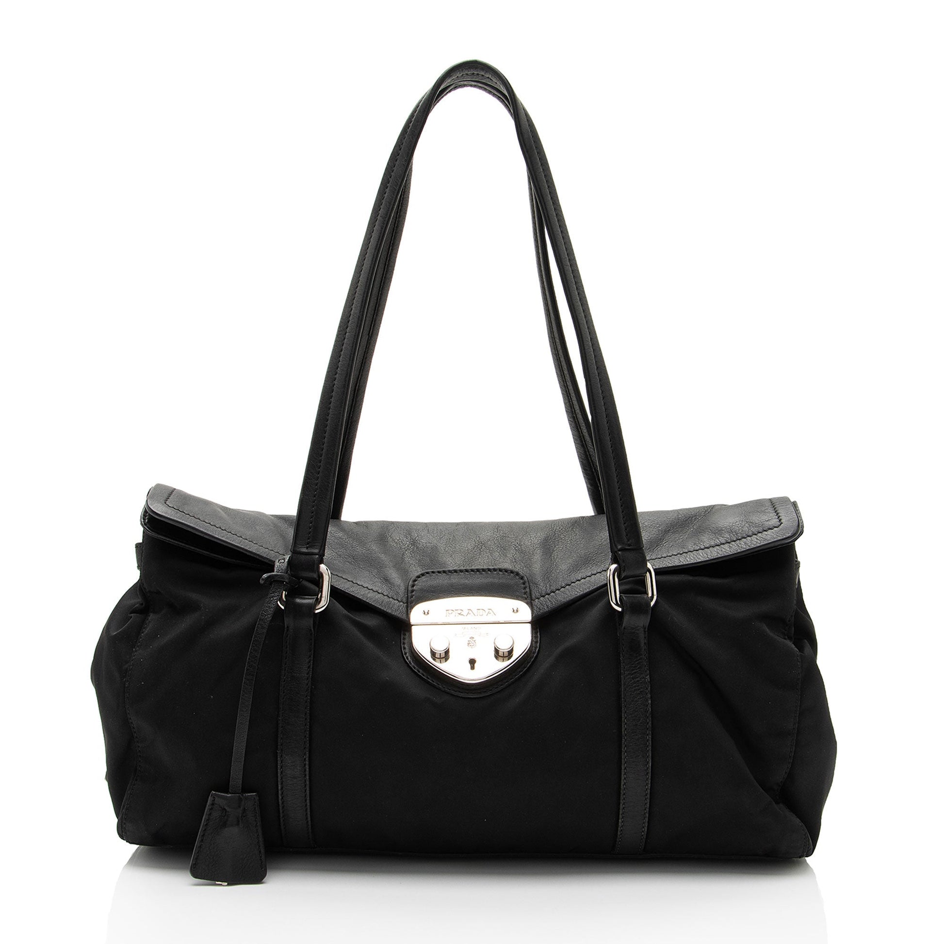 Prada Tessuto Pushlock Foldover Satchel Shf Npkpqp Satchel Bag