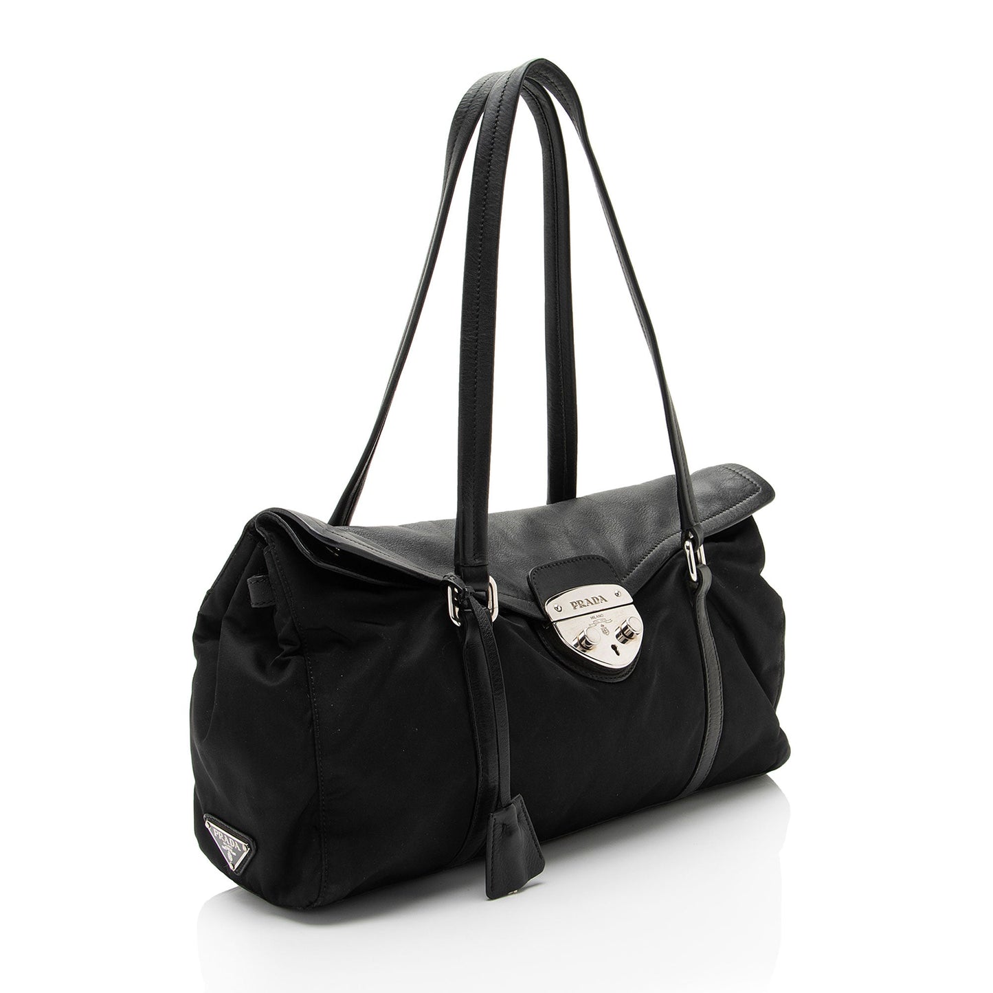 Prada Tessuto Pushlock Foldover Satchel Shf Npkpqp Satchel Bag
