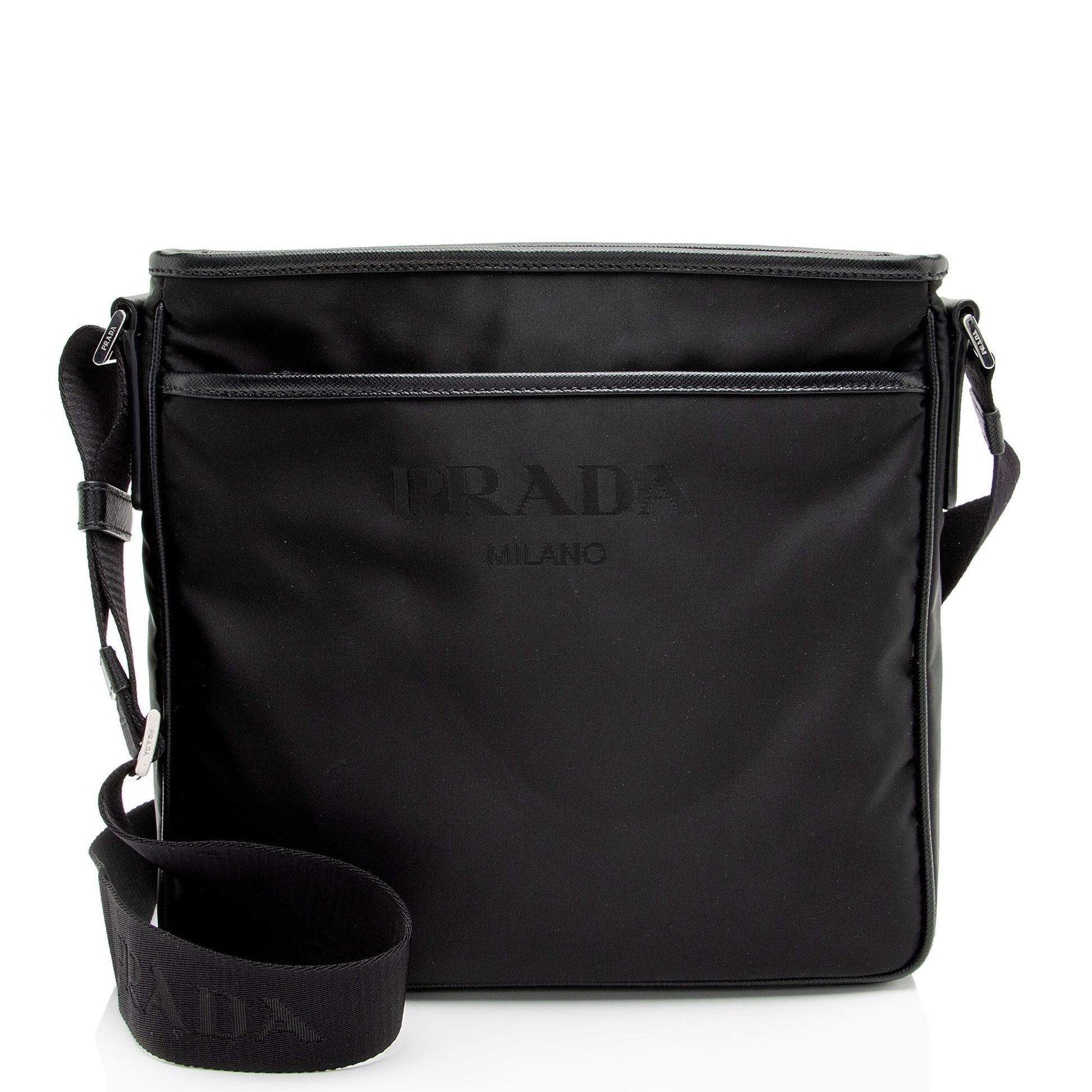 Prada Tessuto Flat Messenger Saffiano Shoes