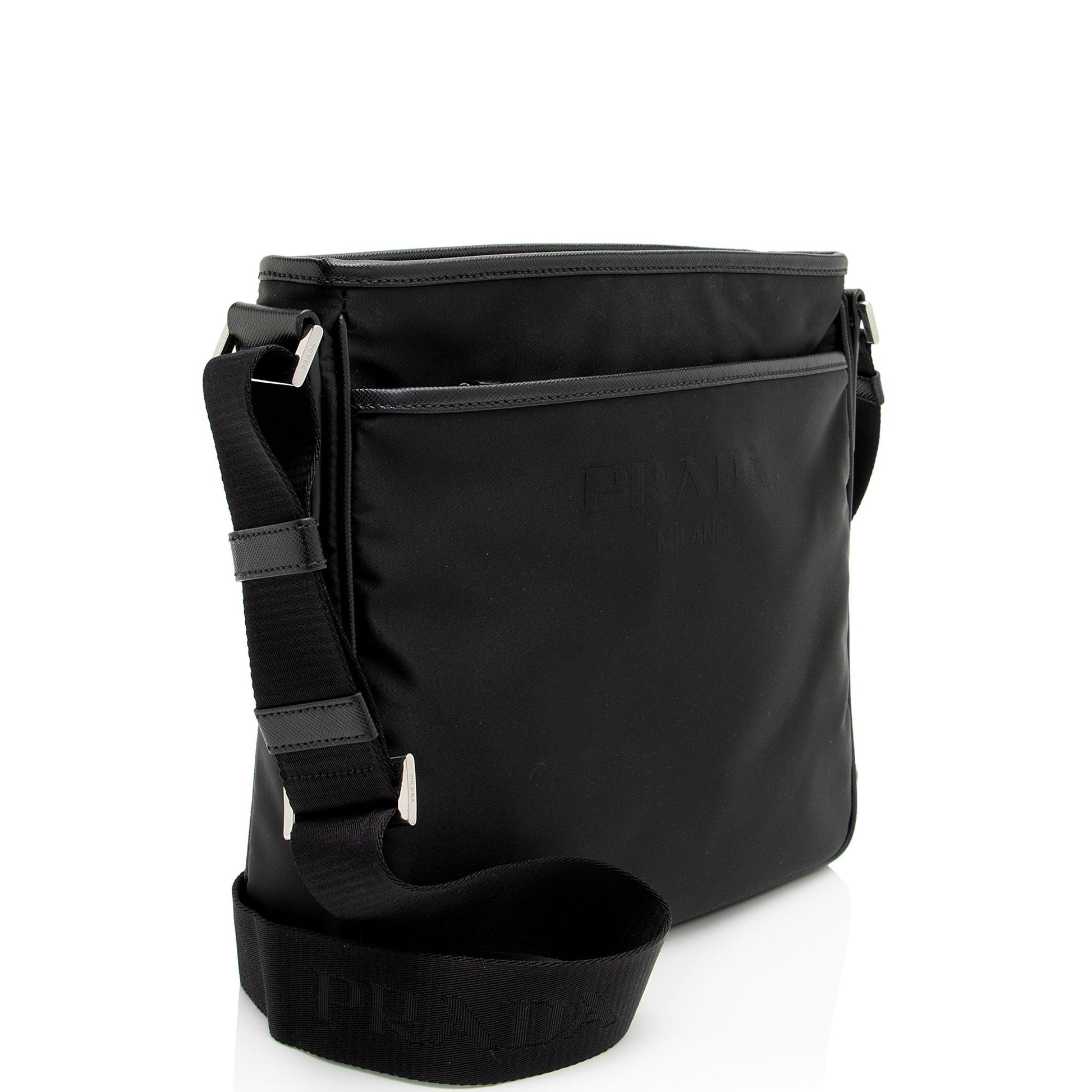 Prada Tessuto Flat Messenger Saffiano Shoes