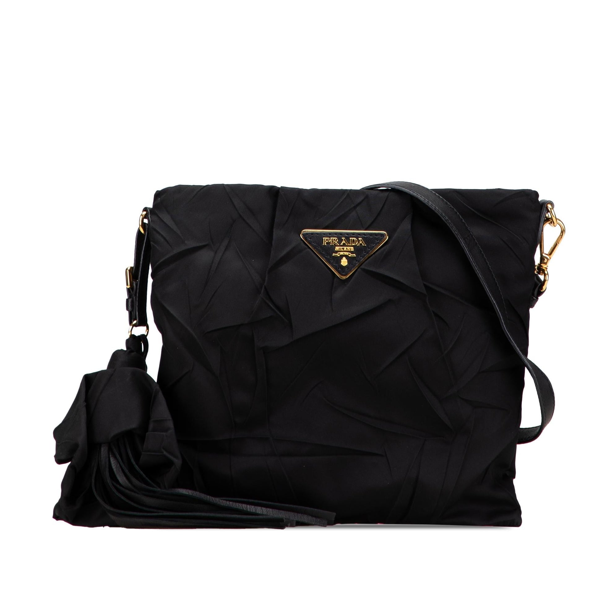 Prada Tessuto Stropicciato Tassel Crossbody Crossbody Bag