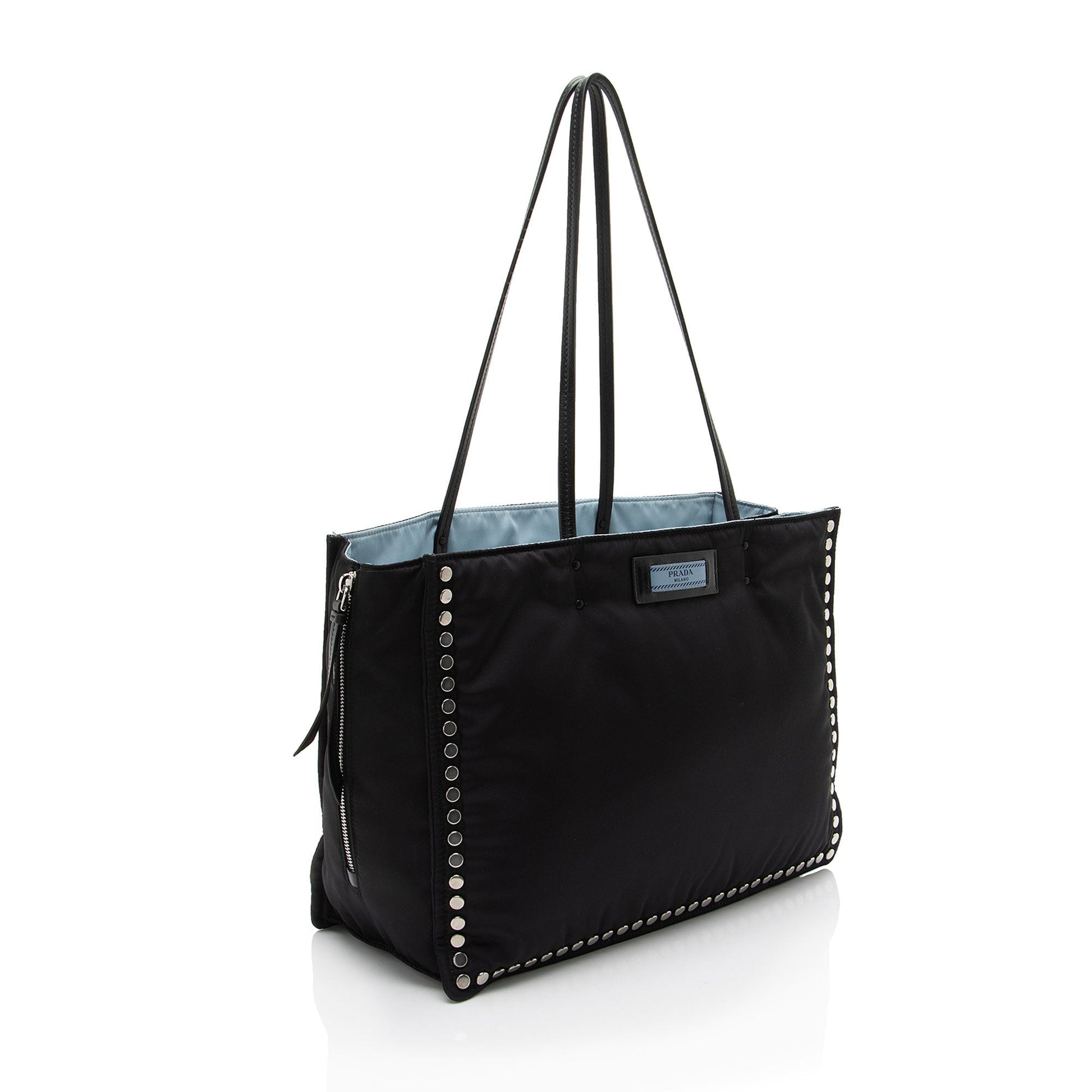 Prada Tessuto Studded Etiquette Tote Large Tote Bag