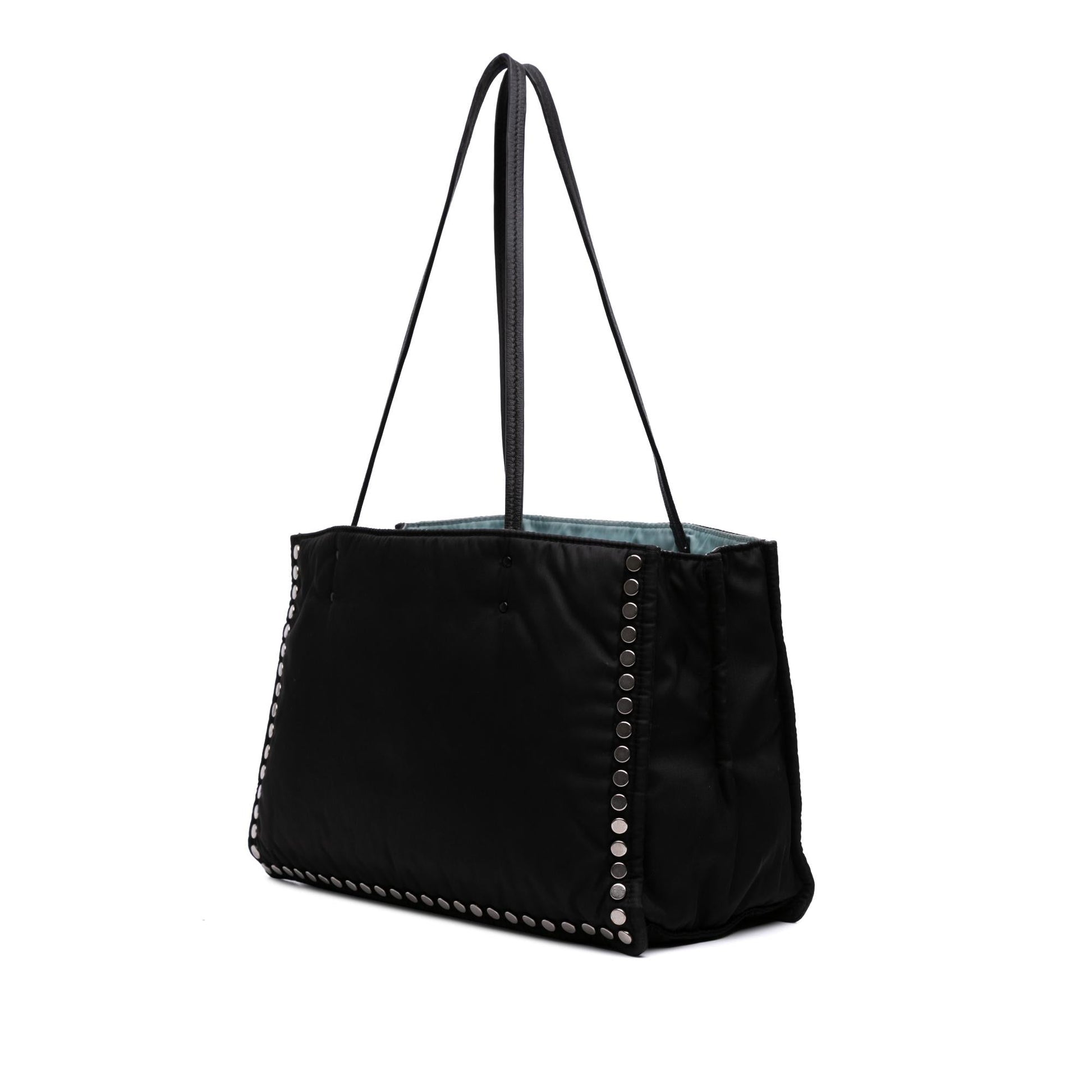 Prada Tessuto Studded Etiquette Tote Tote Bag