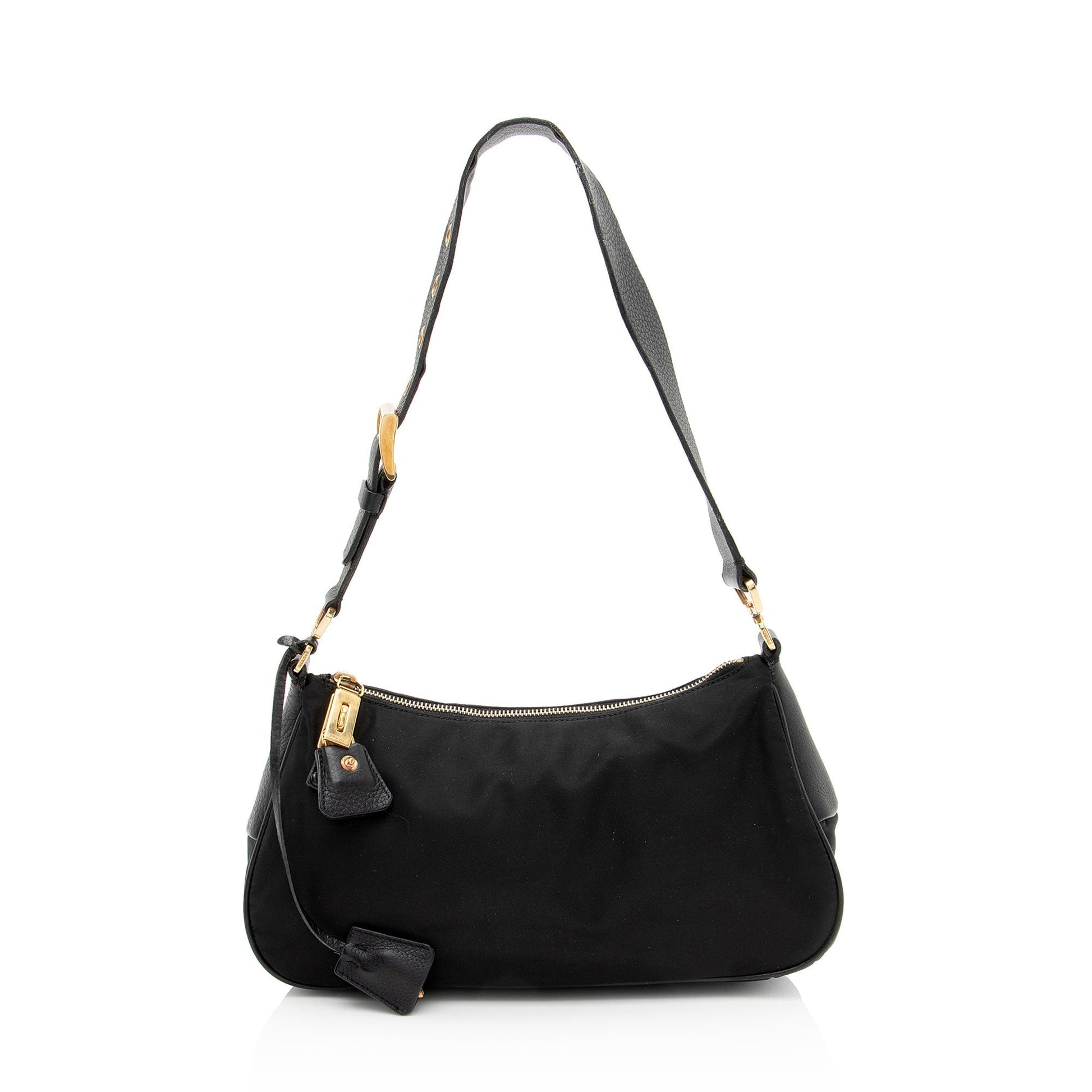 Prada Tessuto Daino Lock Shoulder Bag Vitello Zip