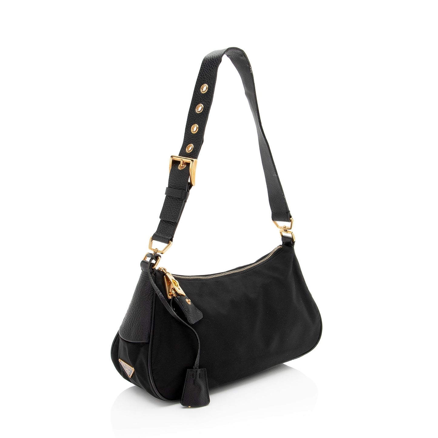 Prada Tessuto Daino Lock Shoulder Bag Vitello Zip